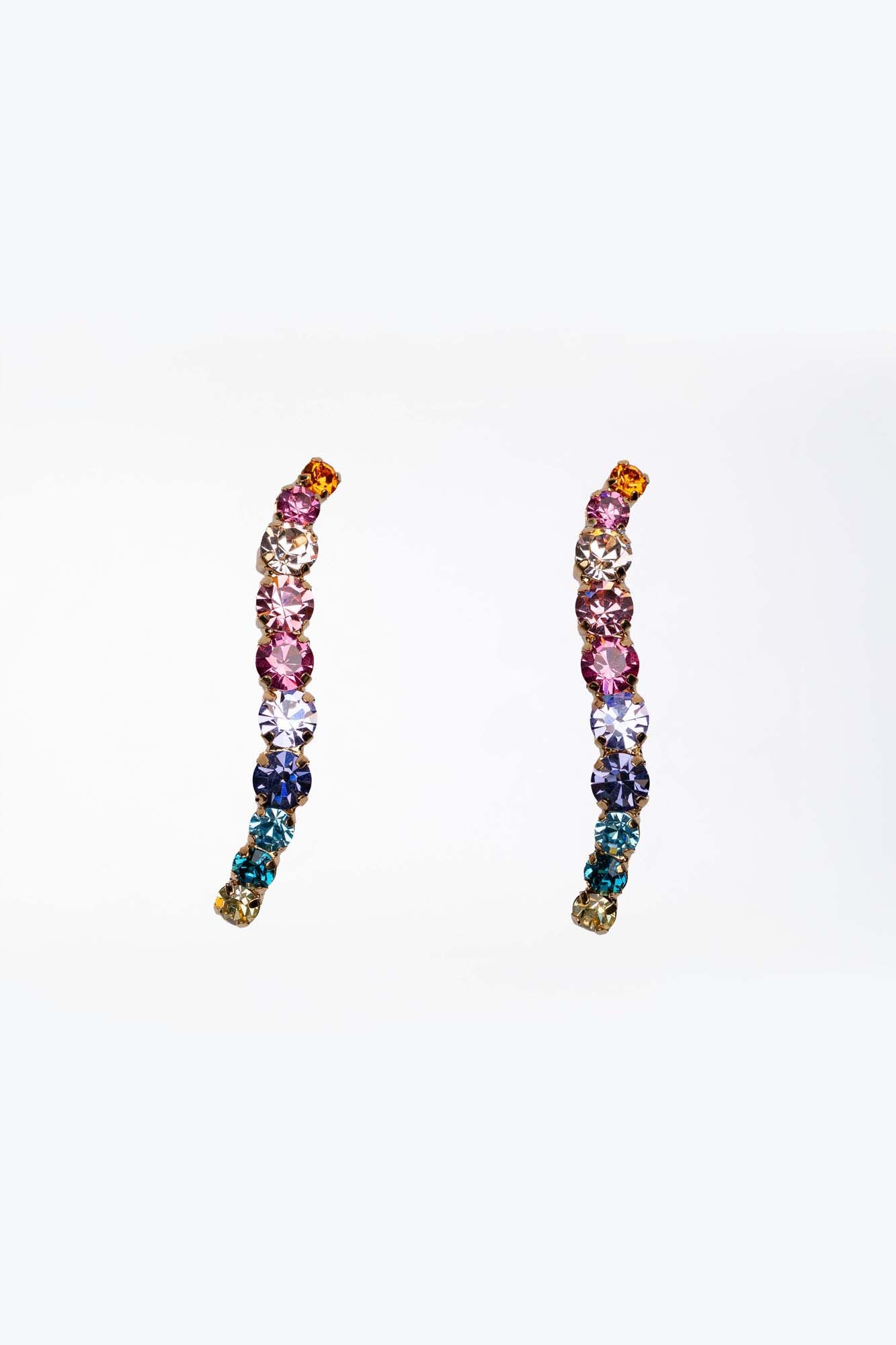 Orecchini Arcobaleno Cromatico – Design curvo con strass multicolore