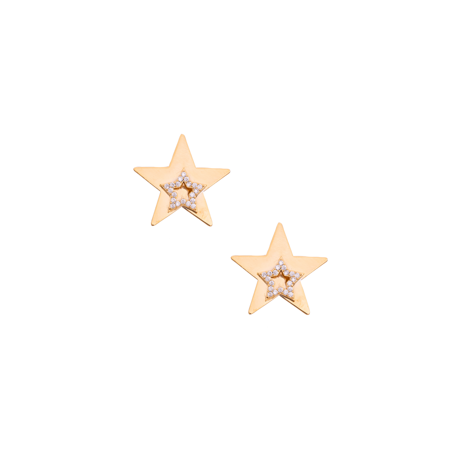 Orecchini In Metallo Lavorato E Stella Zirconi City Of Stars Big