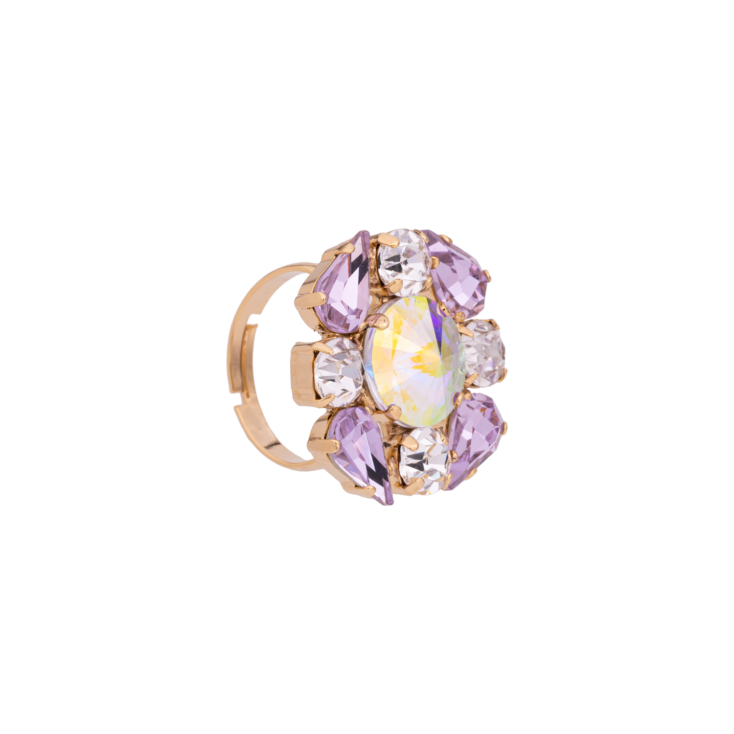 Anello In Catena Strass E Pietre , Goccia E Rivolo Afrodite