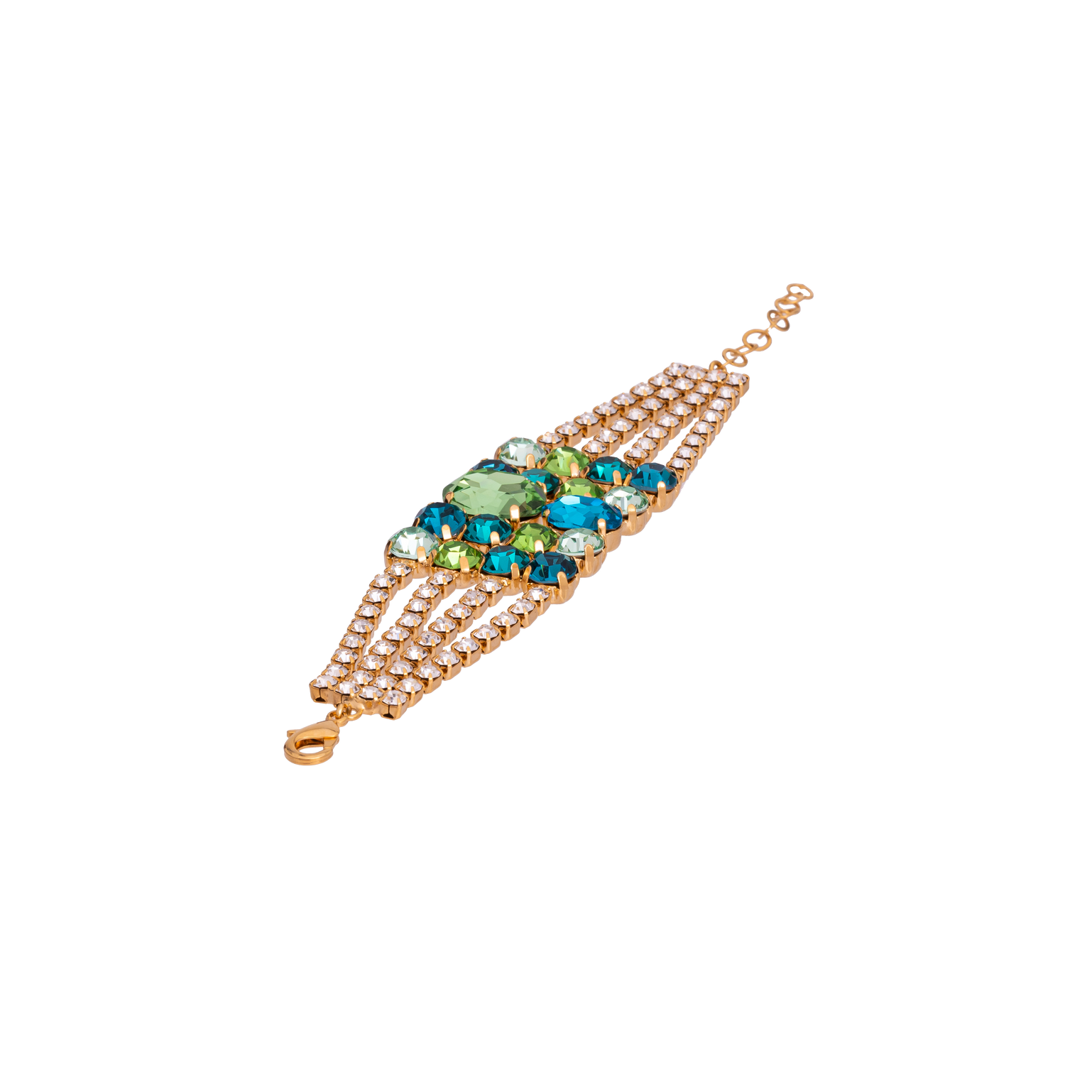 Bracciale In Strass, Catena E Pietre Ovali Morgana