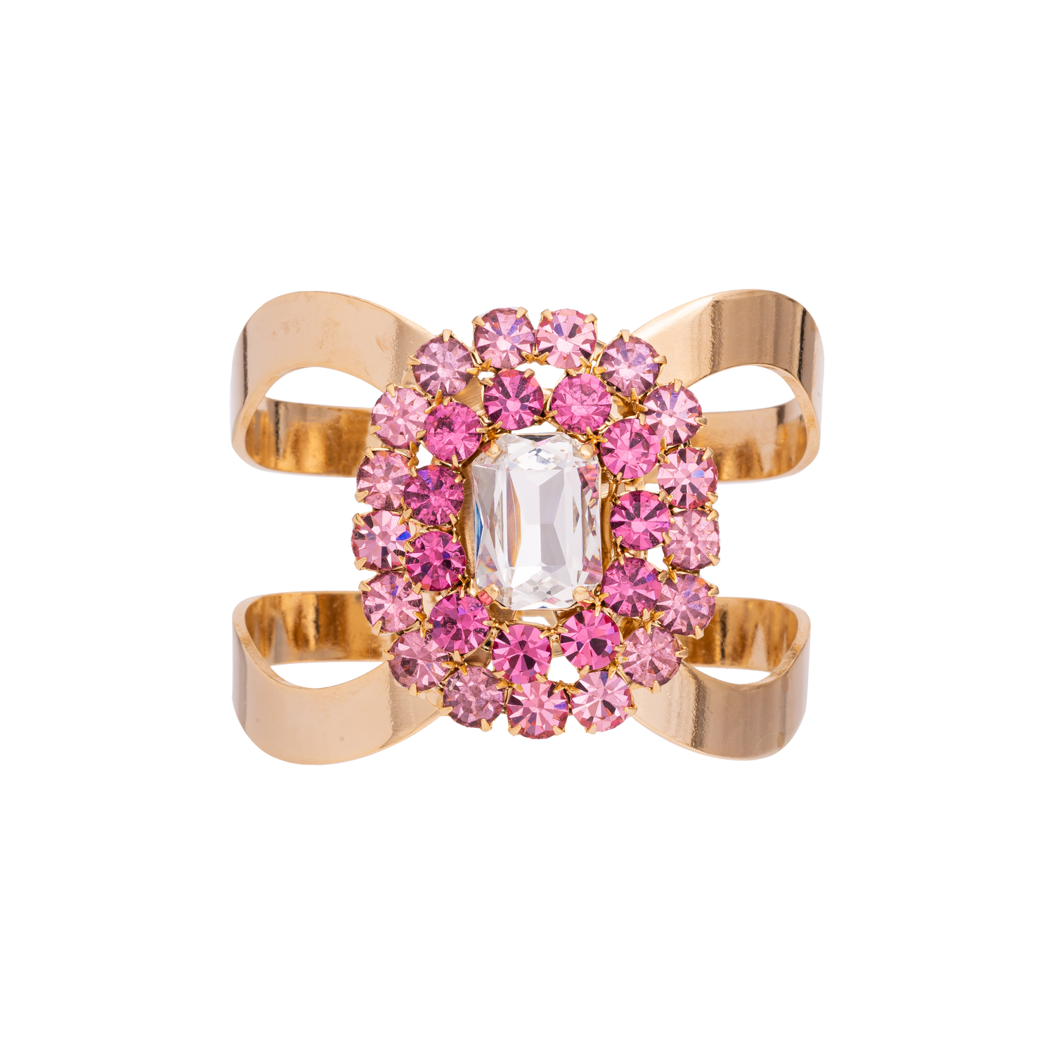 Bracciale In Catena Strass E Pietra Ottagonale E Base Rigida Roxane