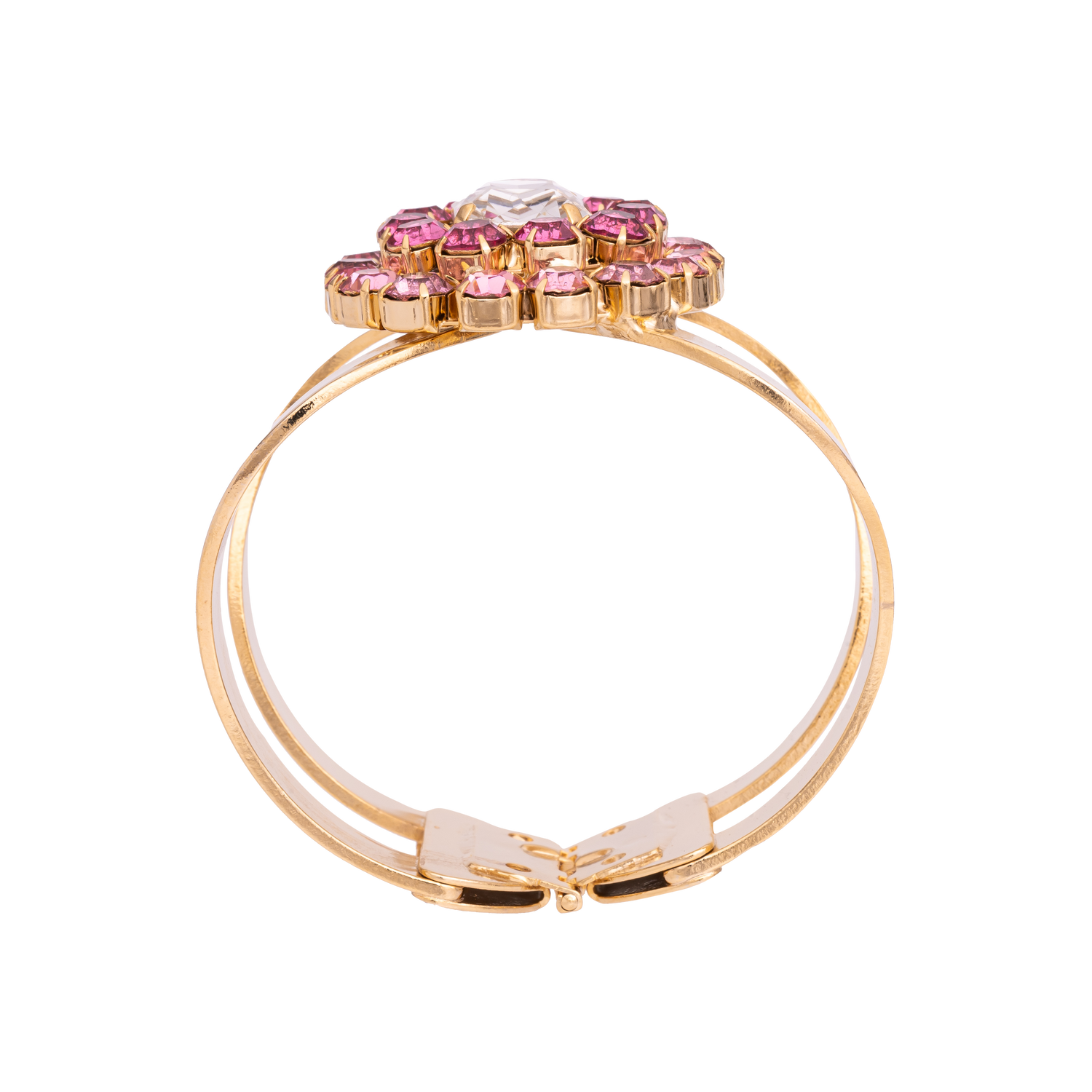 Bracciale In Catena Strass E Pietra Ottagonale E Base Rigida Roxane