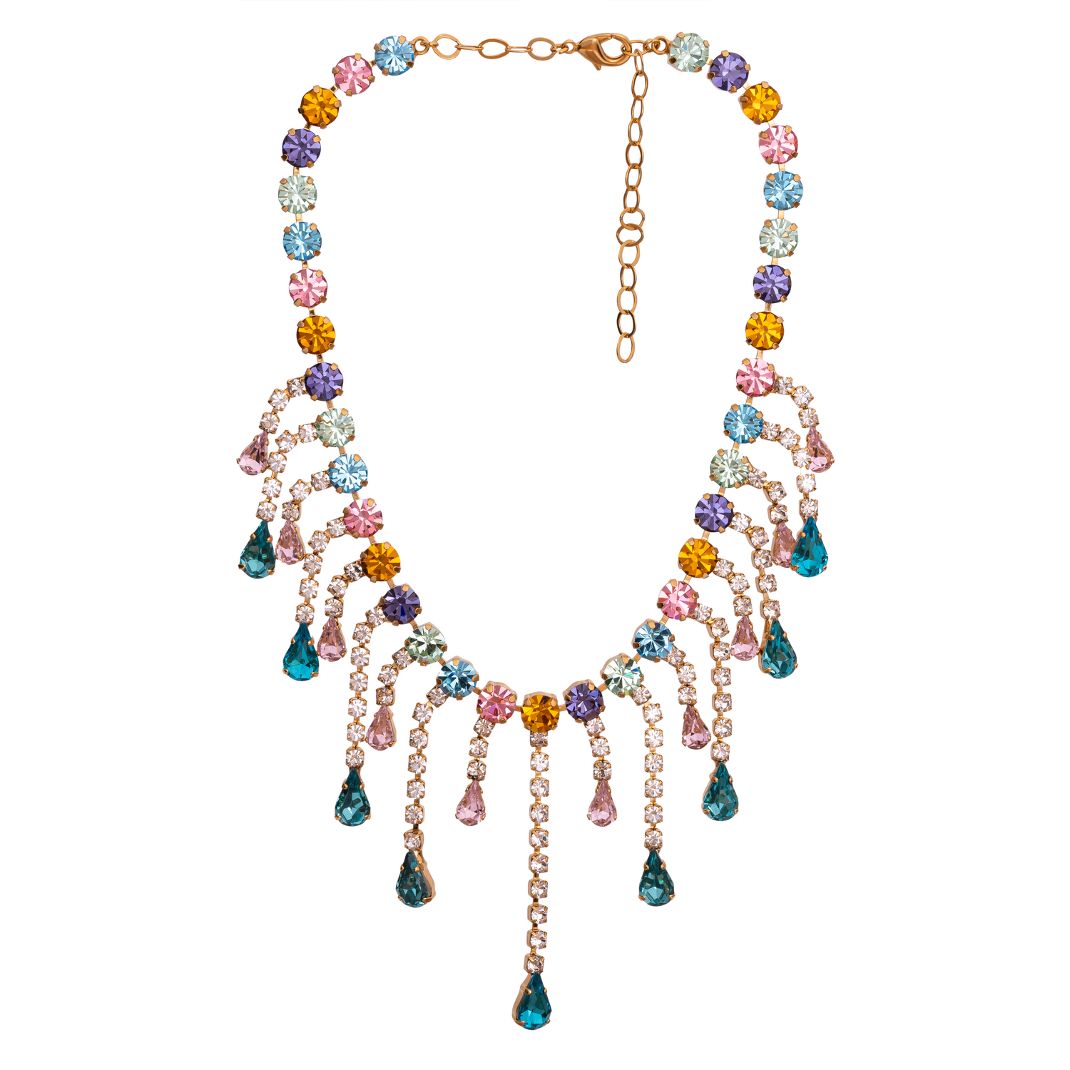 Collana Catena, Strass E Gocce Aurora