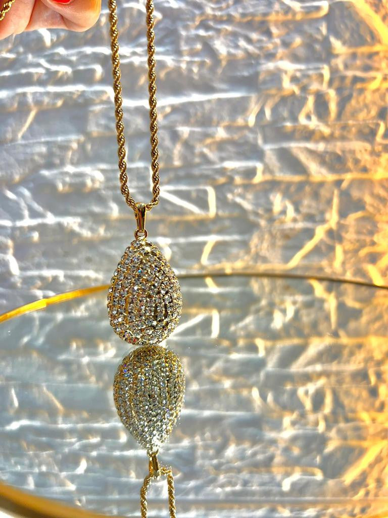 Collana Goccia Media "AMBRA" - Eleganza Riflessa in Strass con Catena Torcion in Ottone Antiallergico