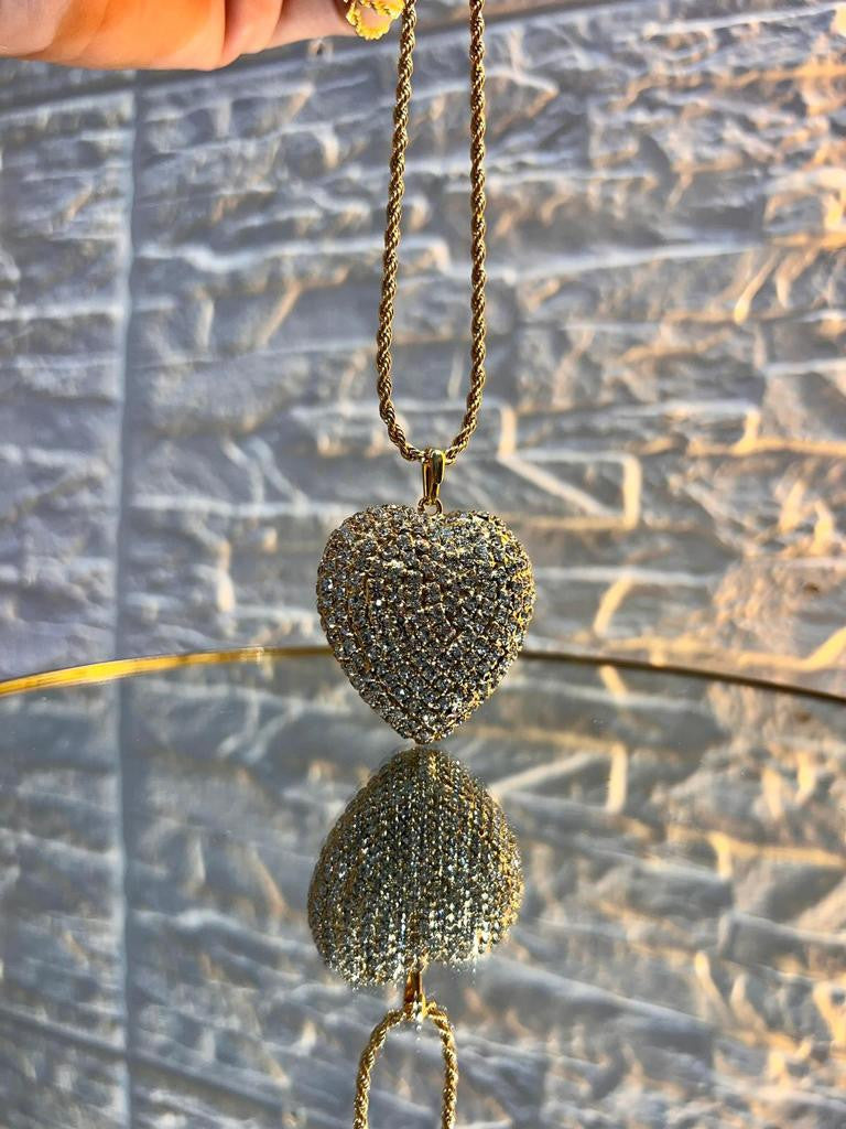 Collana Cuore Grande "AMBRA" - Splendore Romantico in Strass con Catena Torcion in Ottone Antiallergico