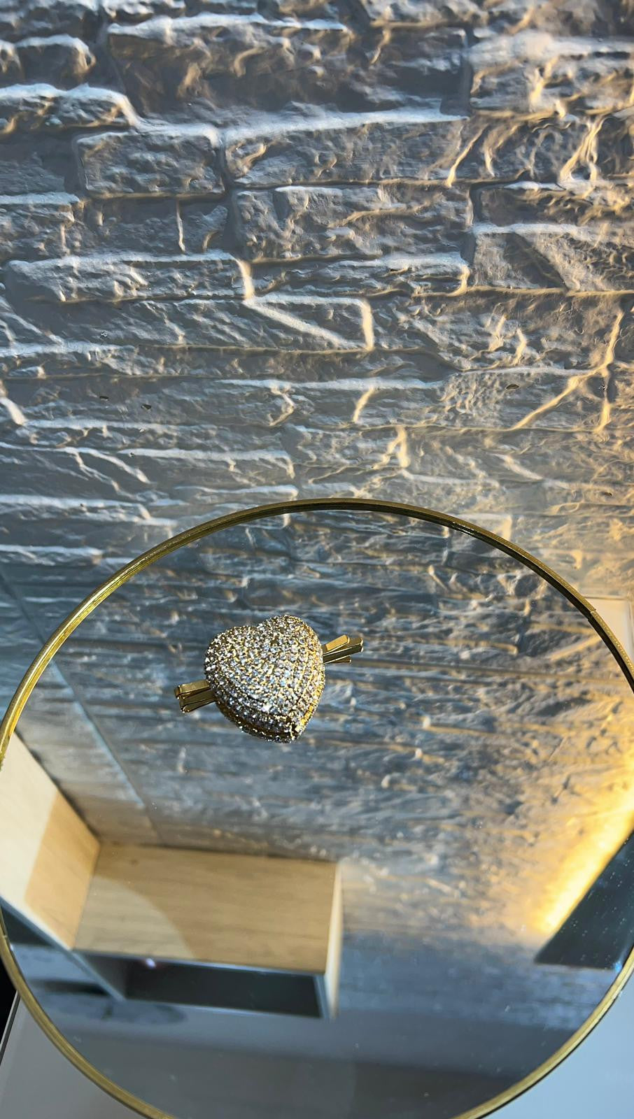Fermaglio Cuore Grande "AMBRA" - Lusso Scintillante in Strass e Ottone Antiallergico