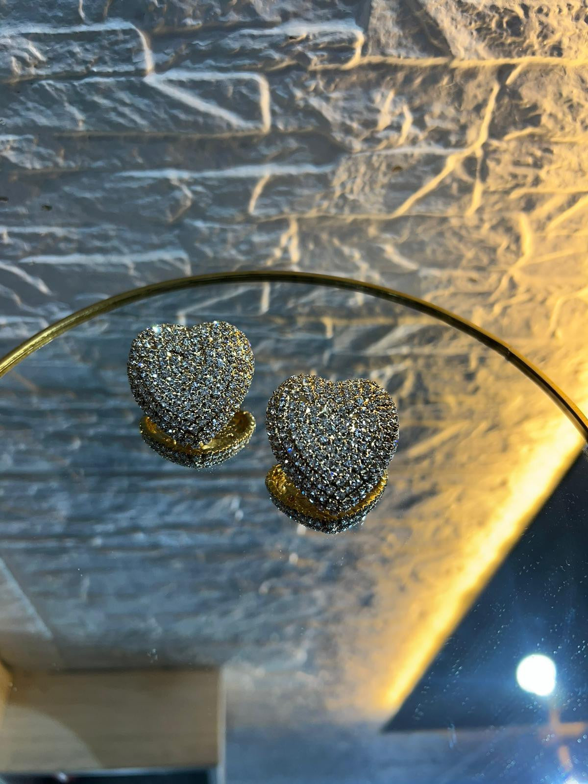 Orecchini Cuore Grande "AMBRA" - Eclatante Bellezza in Strass e Ottone Antiallergic