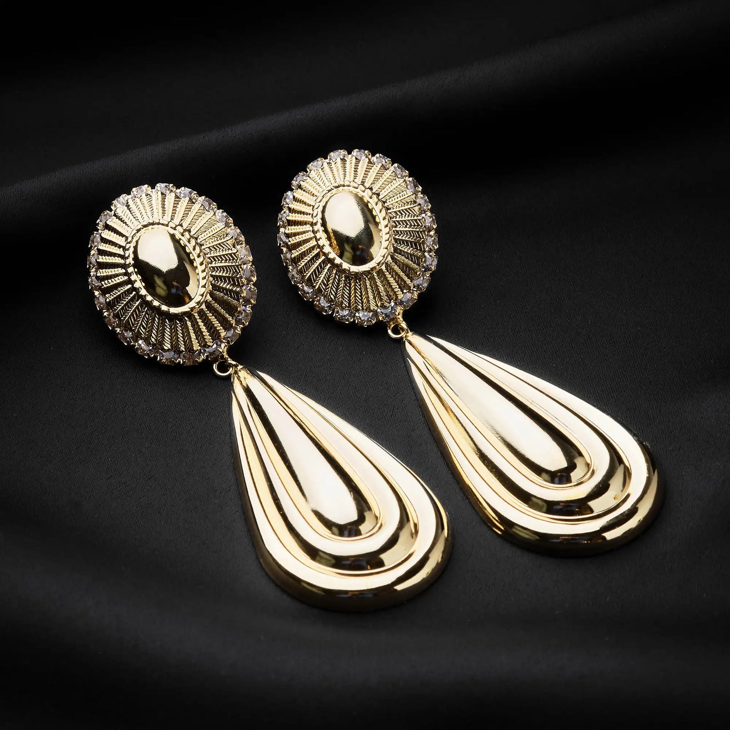 Orecchini a Goccia Eleganti in Ottone con Strass - Disponibili in Oro e Argento