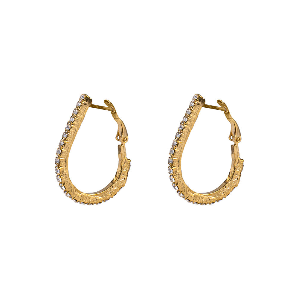 Orecchini strass Oval Shape Hoops grande