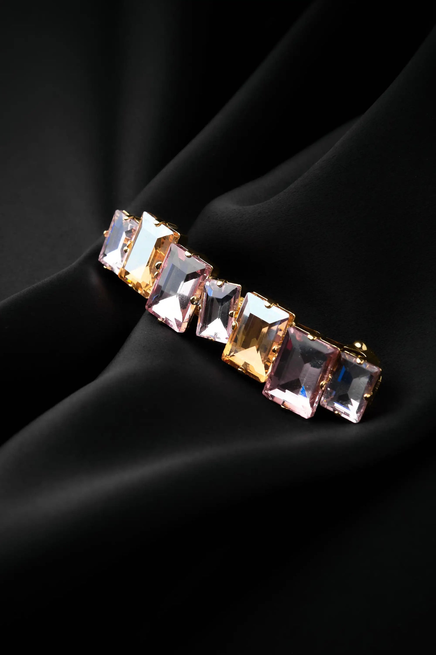 Bracciale in Ottone con Pietre Rettangolari di Vari Colori - Eleganza Raffinata in Oro e Argento