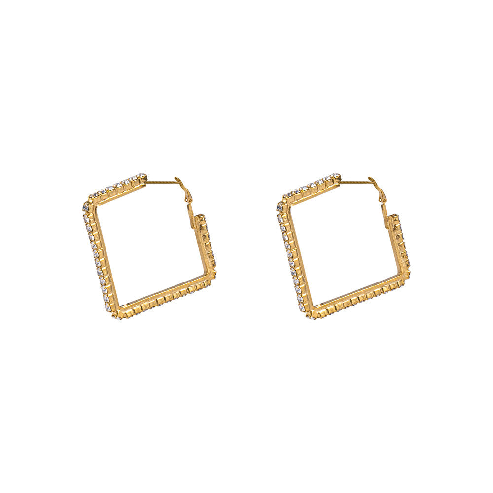 Orecchini strass Square Hoops