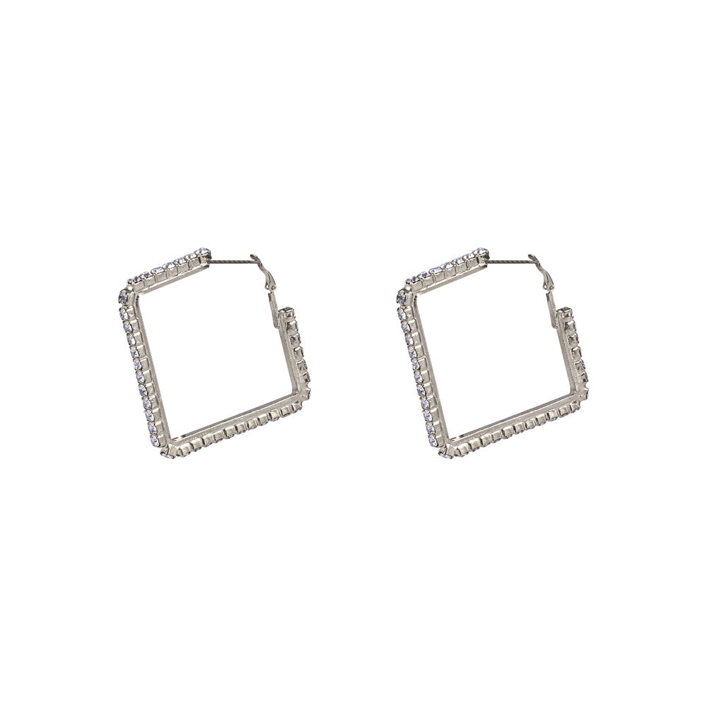 Orecchini strass Square Hoops