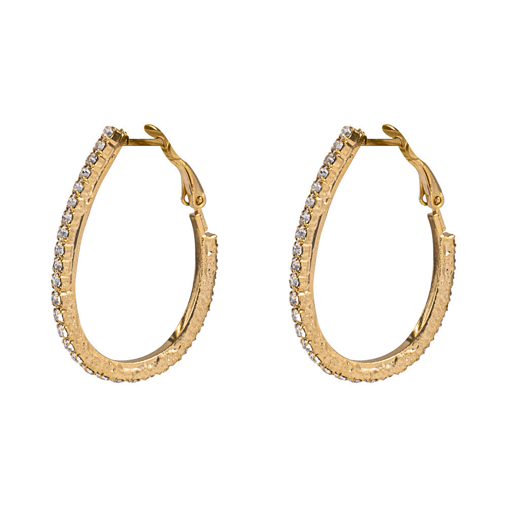 Orecchini oval strass Shape Hoops piccolo