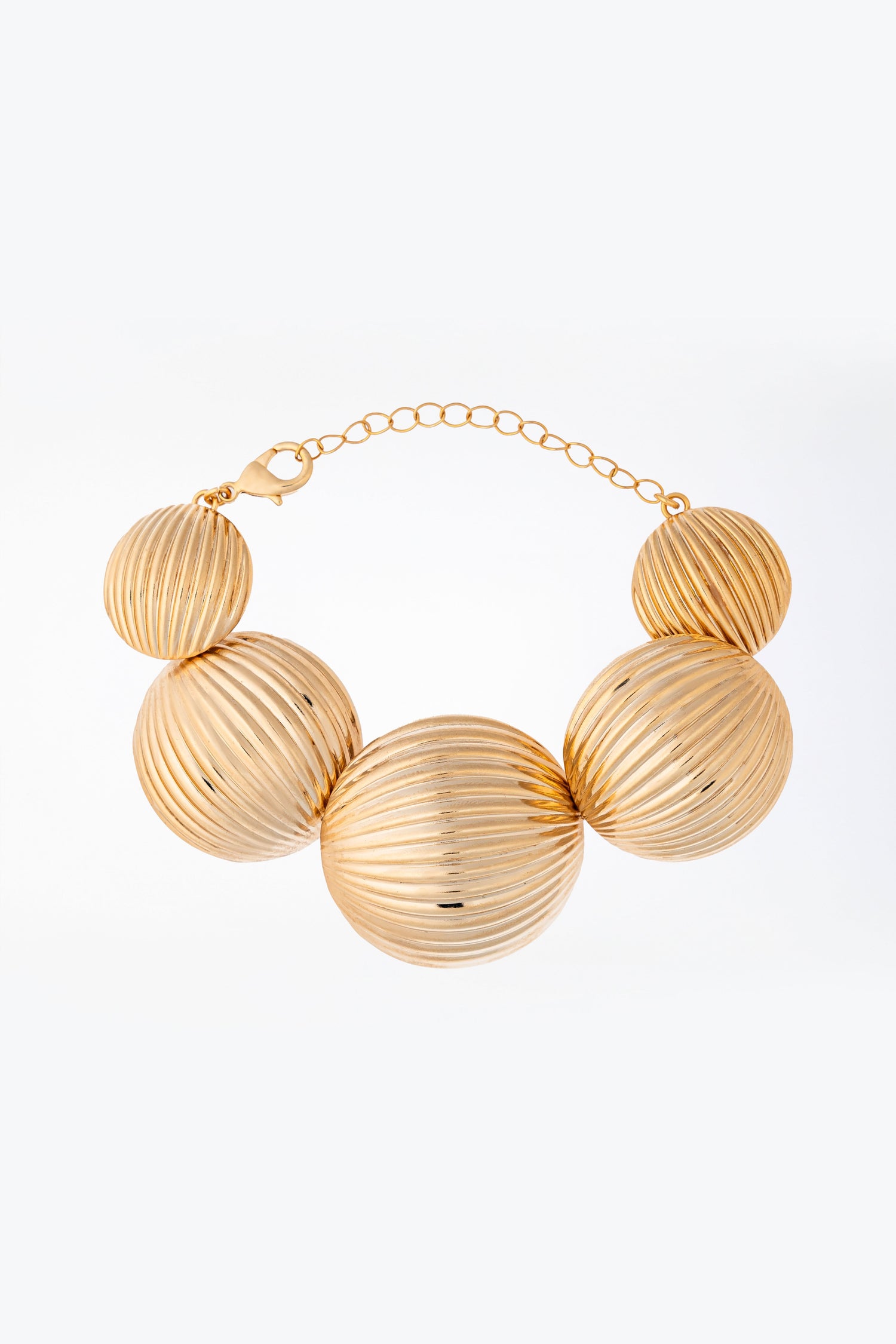 Bracciale Dorato con Sfere Lavorate a Scanalature Galatea