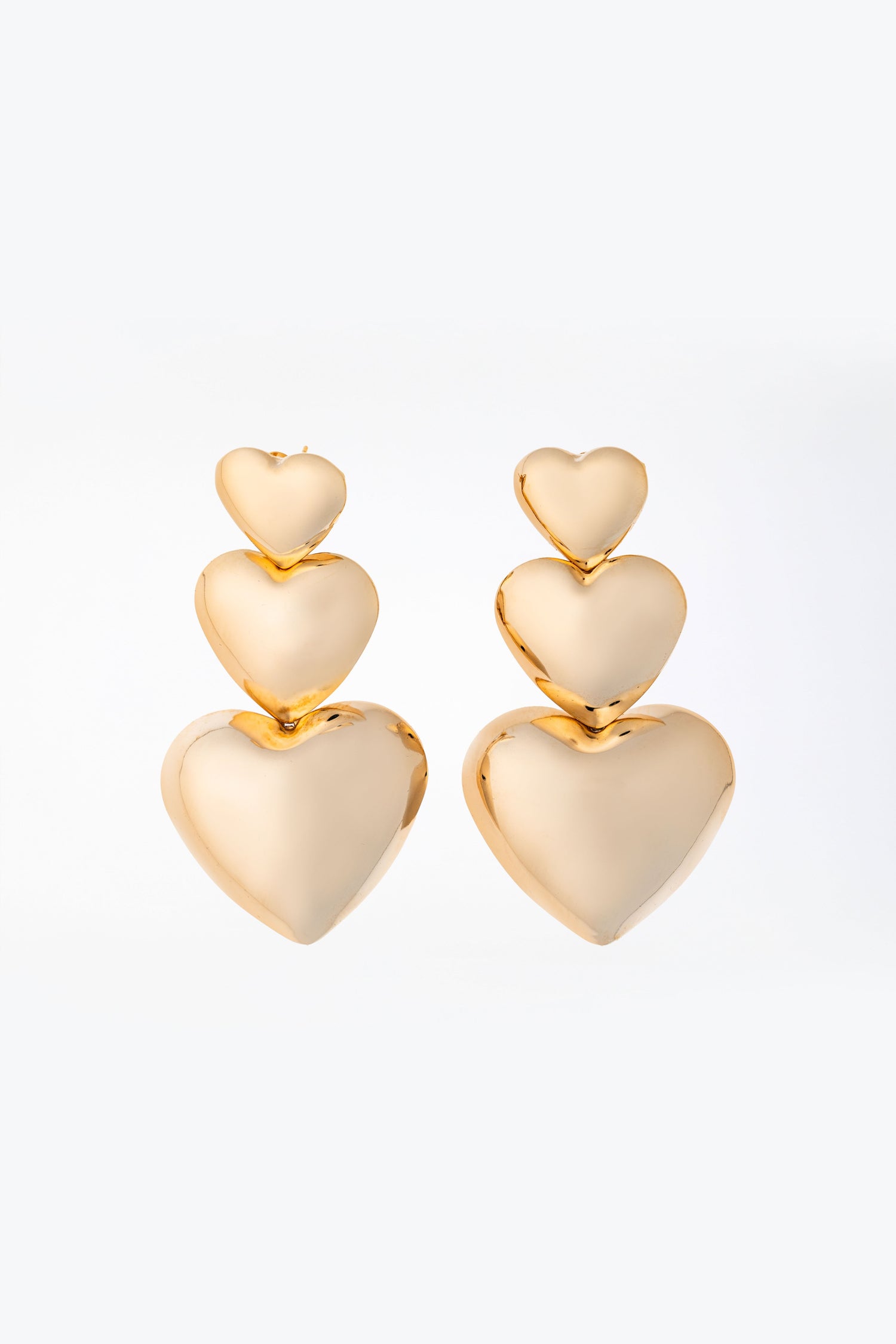 Orecchini Cascata di Cuori in Ottone Dorato Giulietta