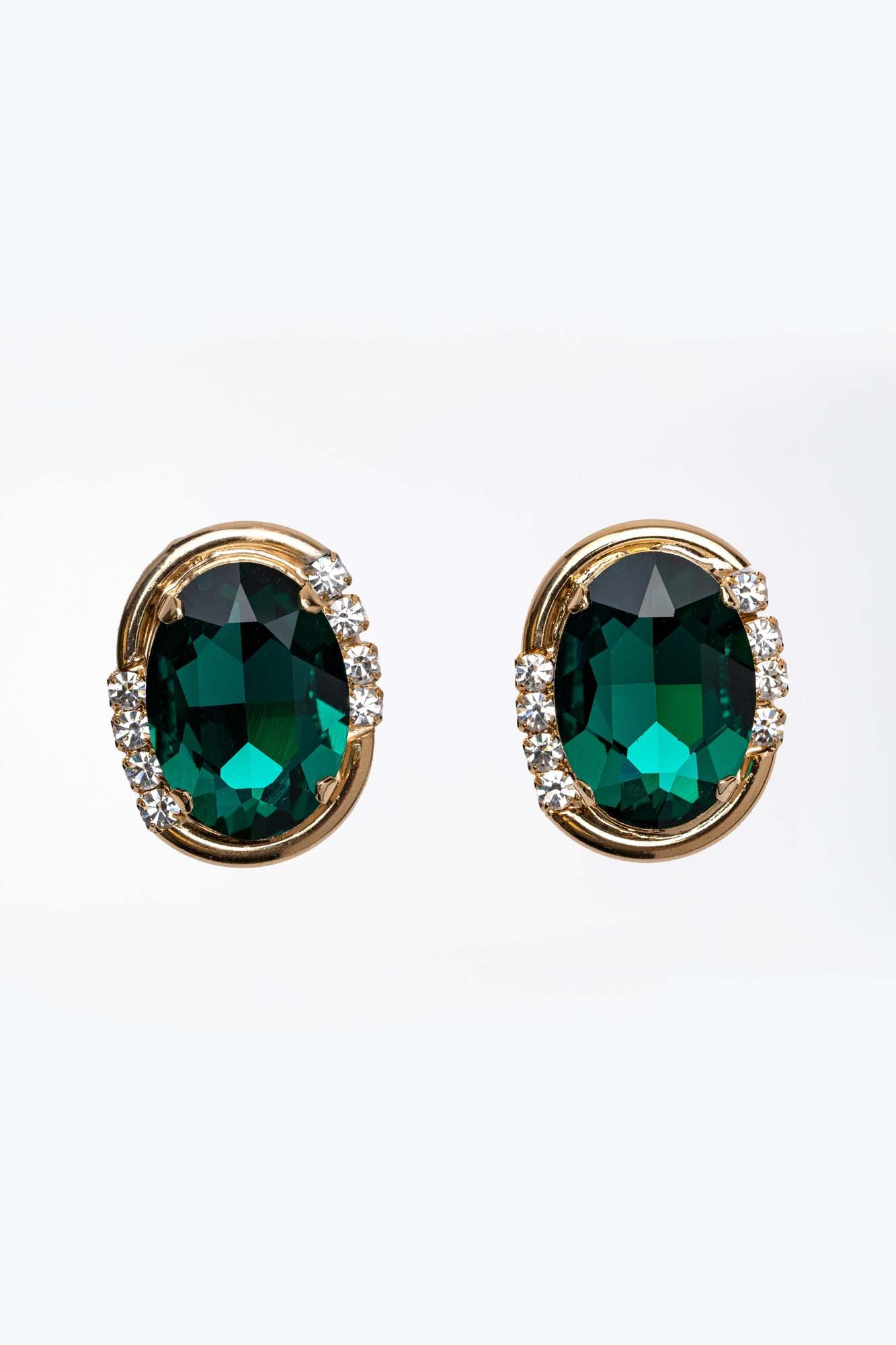 Orecchini  Smeraldo Regale  con Pietra Emerald e Dettagli Dorati