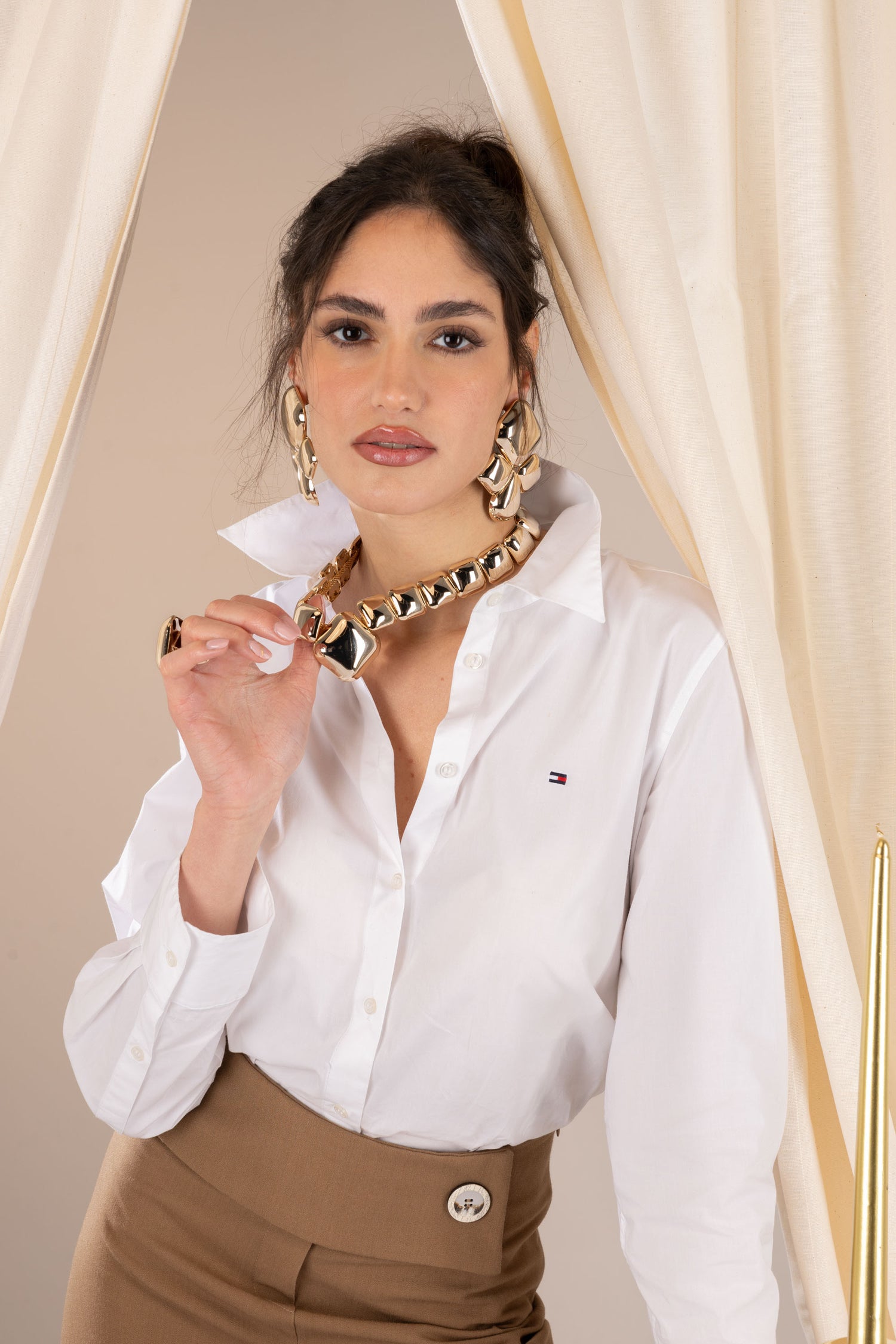 Collana con Elementi Quadrati in Metallo Dorato Veronica Luxe
