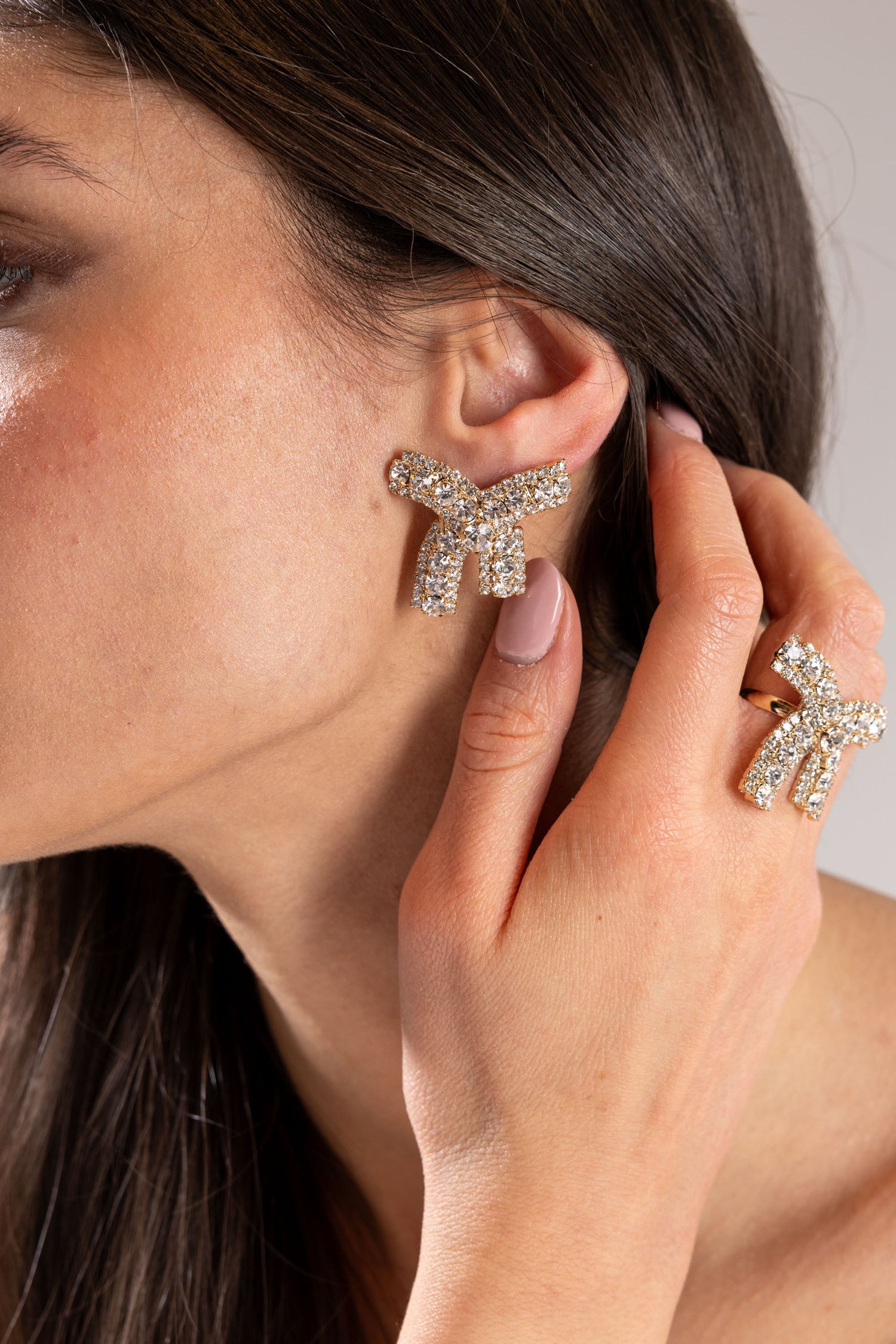 Orecchini Fiocco di Strass in Ottone Anallergico Vivienne