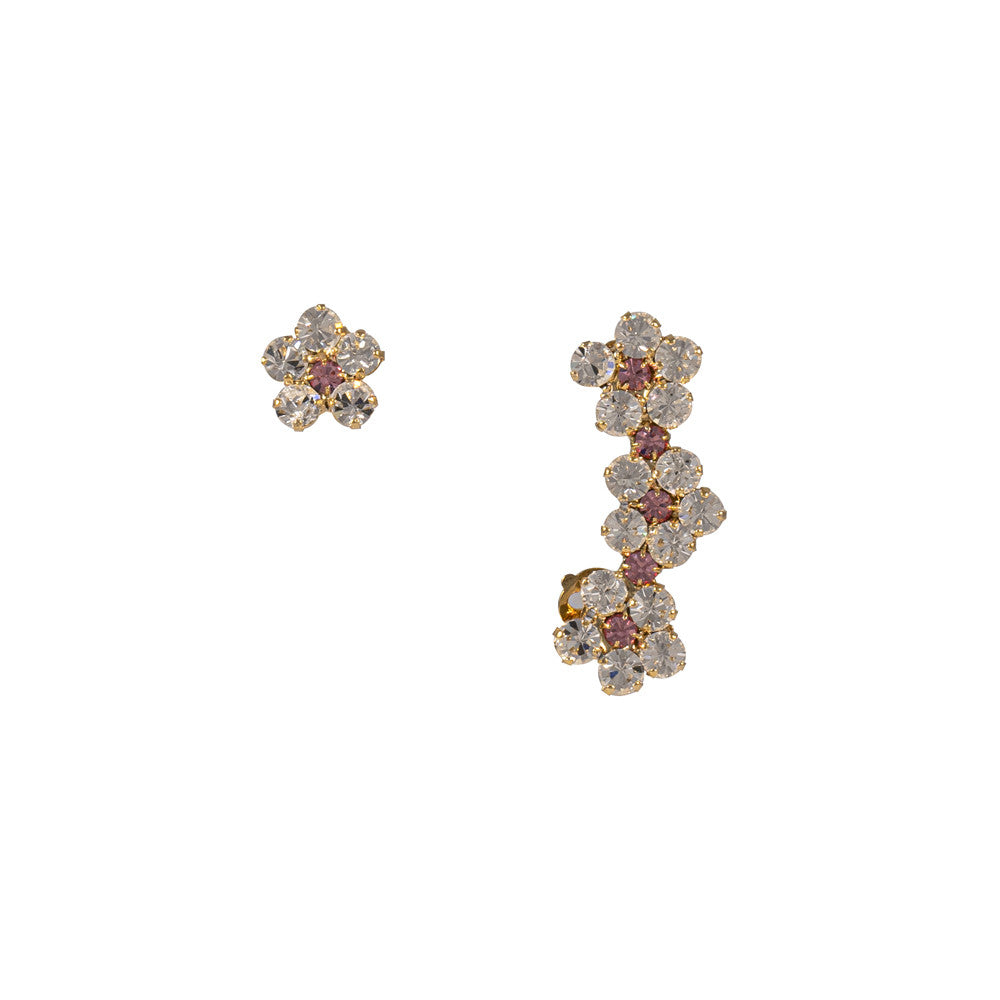 Orecchino Mono earcuff strass Fiore di Ciliegio con pietre
