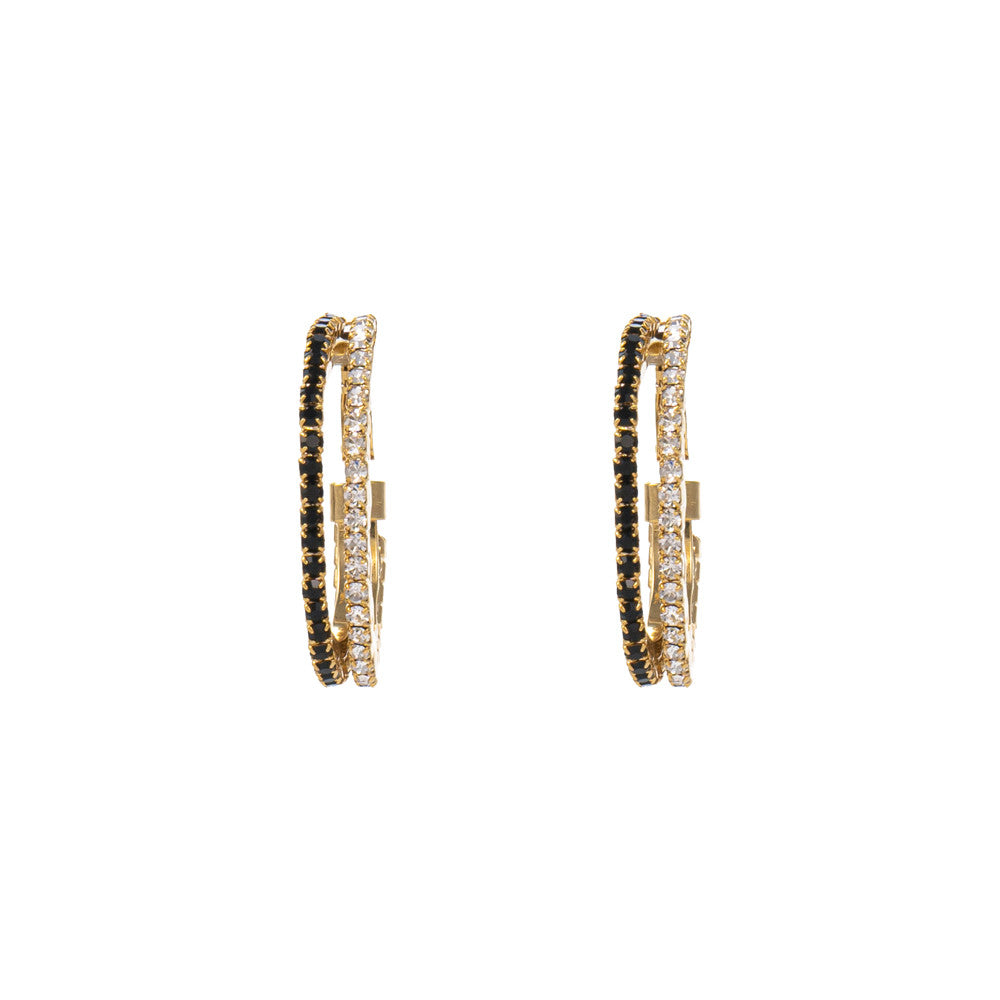 Orecchini double strass Oval Hoops