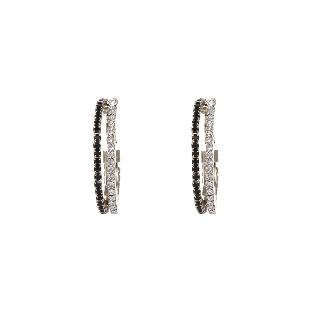 Orecchini double strass Oval Hoops