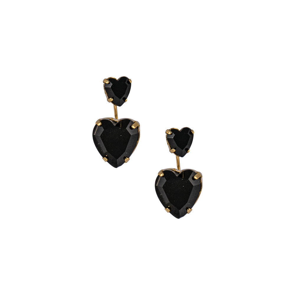 Orecchini Piercing double sweet hearts con pietra