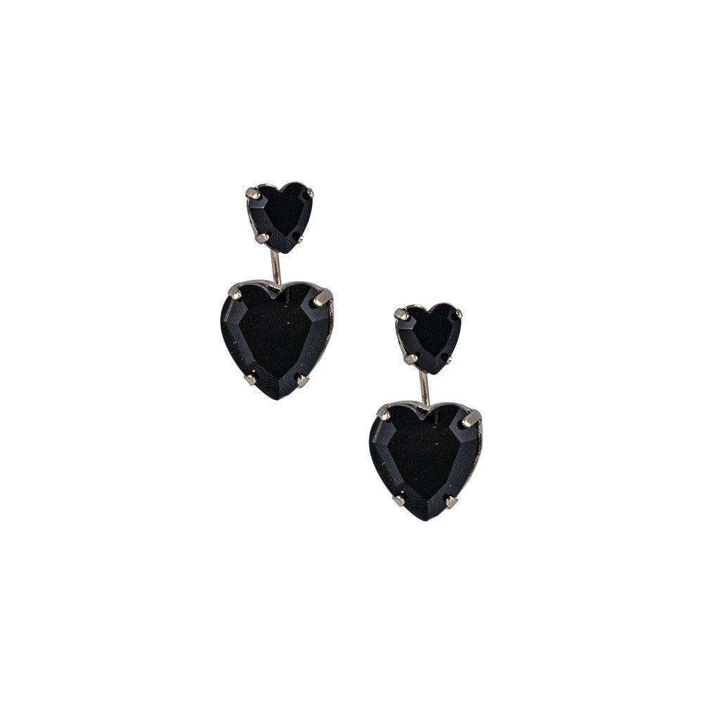 Orecchini Piercing double sweet hearts con pietra