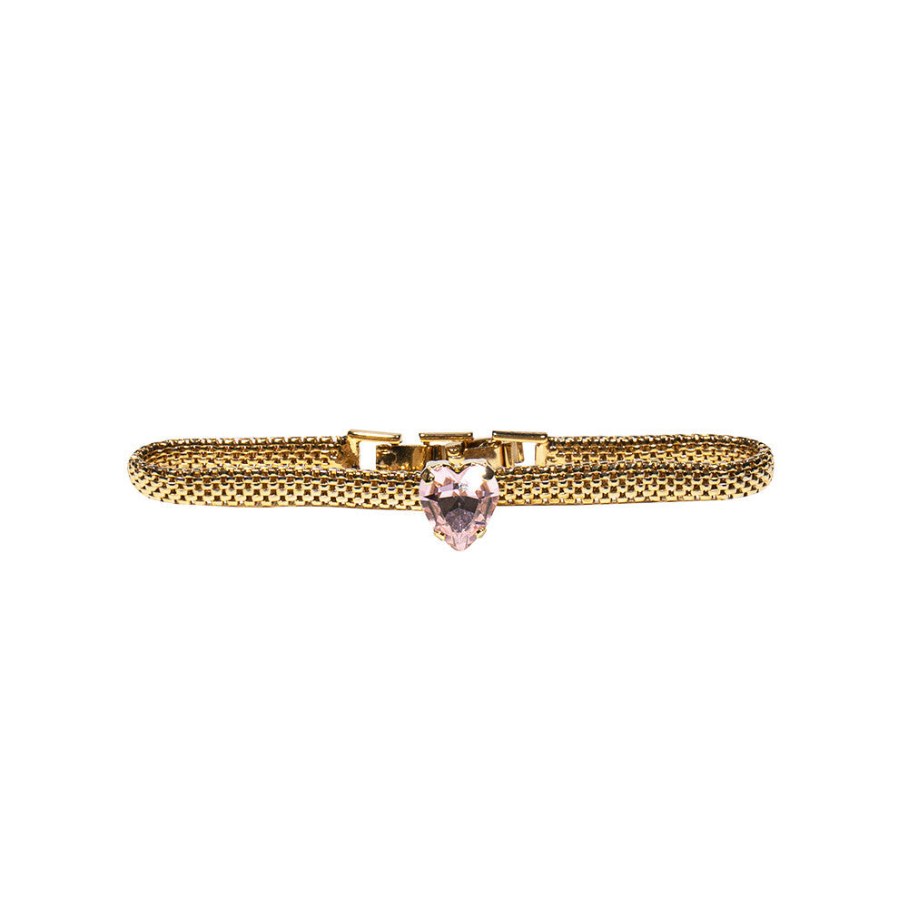 Bracciale traforato con cuore in pietra
