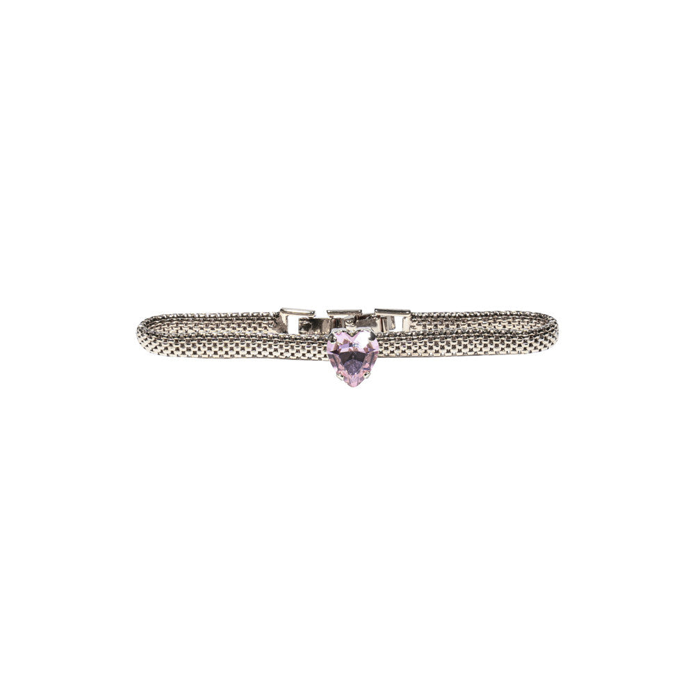 Bracciale traforato con cuore in pietra