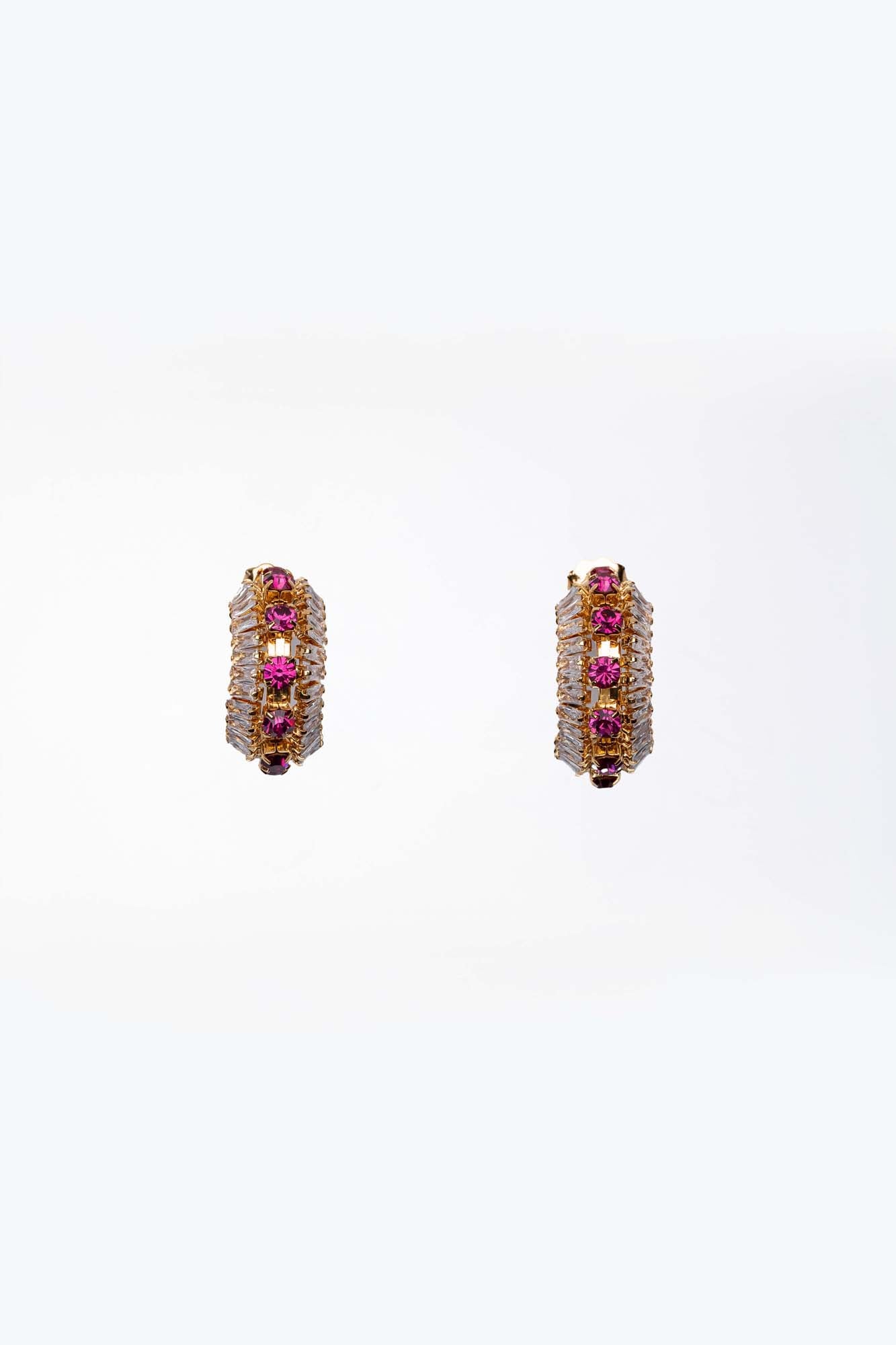 Orecchini Cerchio di Luce con Dettagli Fuchsia e Cristallo