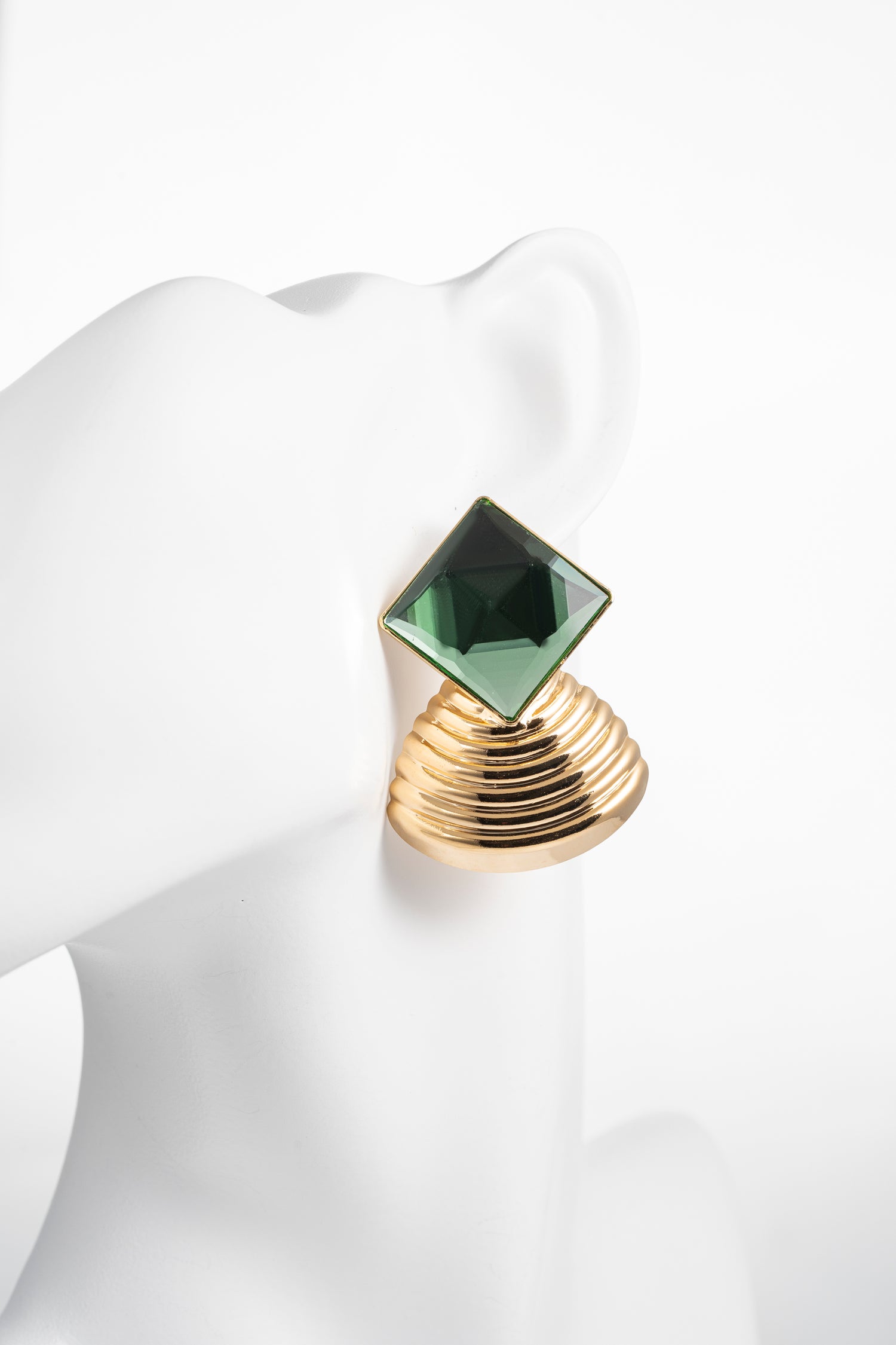 Orecchini Geometrici con Cristallo Verde Chiaro Green Aura