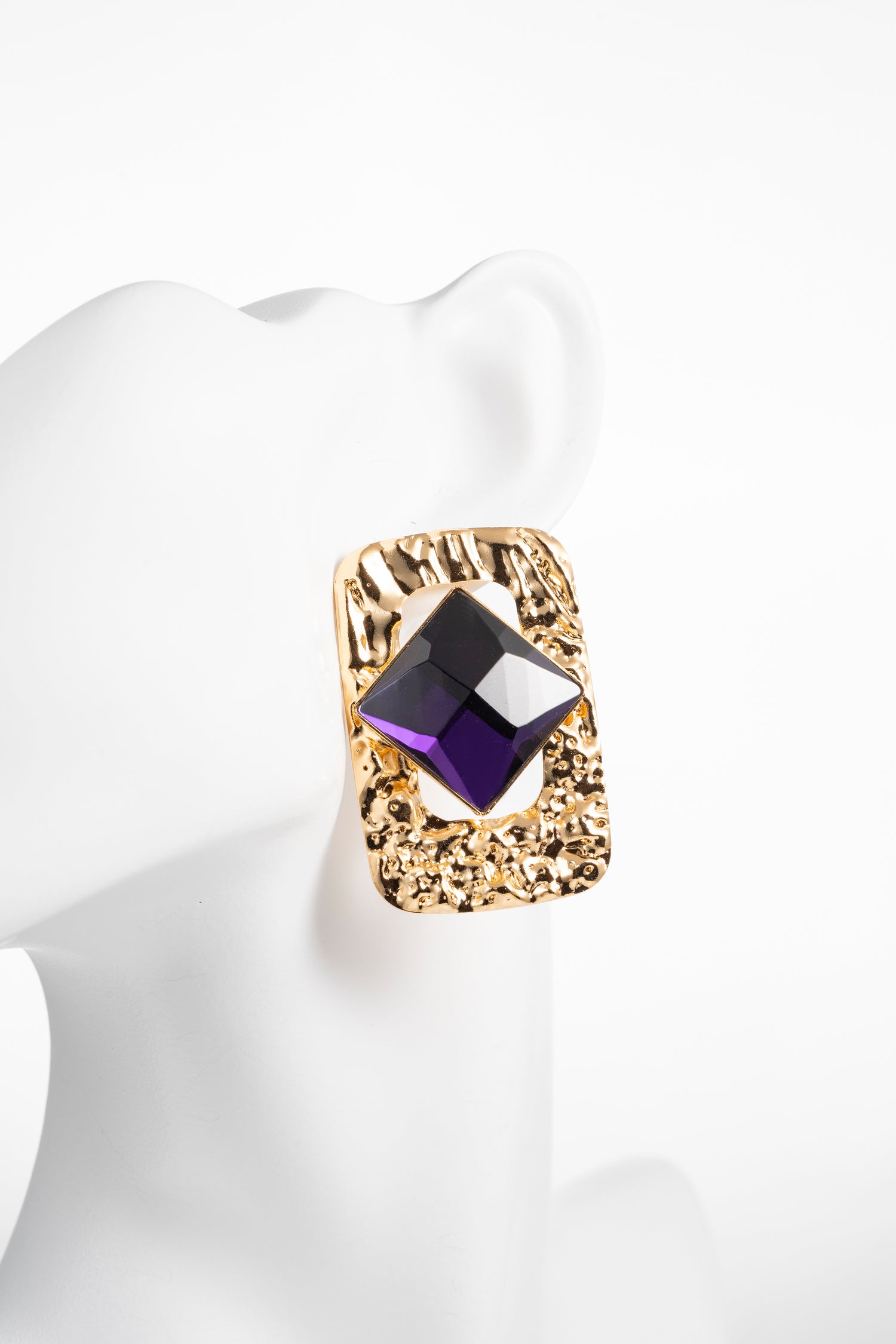 Orecchini Oro Martellato con Pietra Amethysta Kora