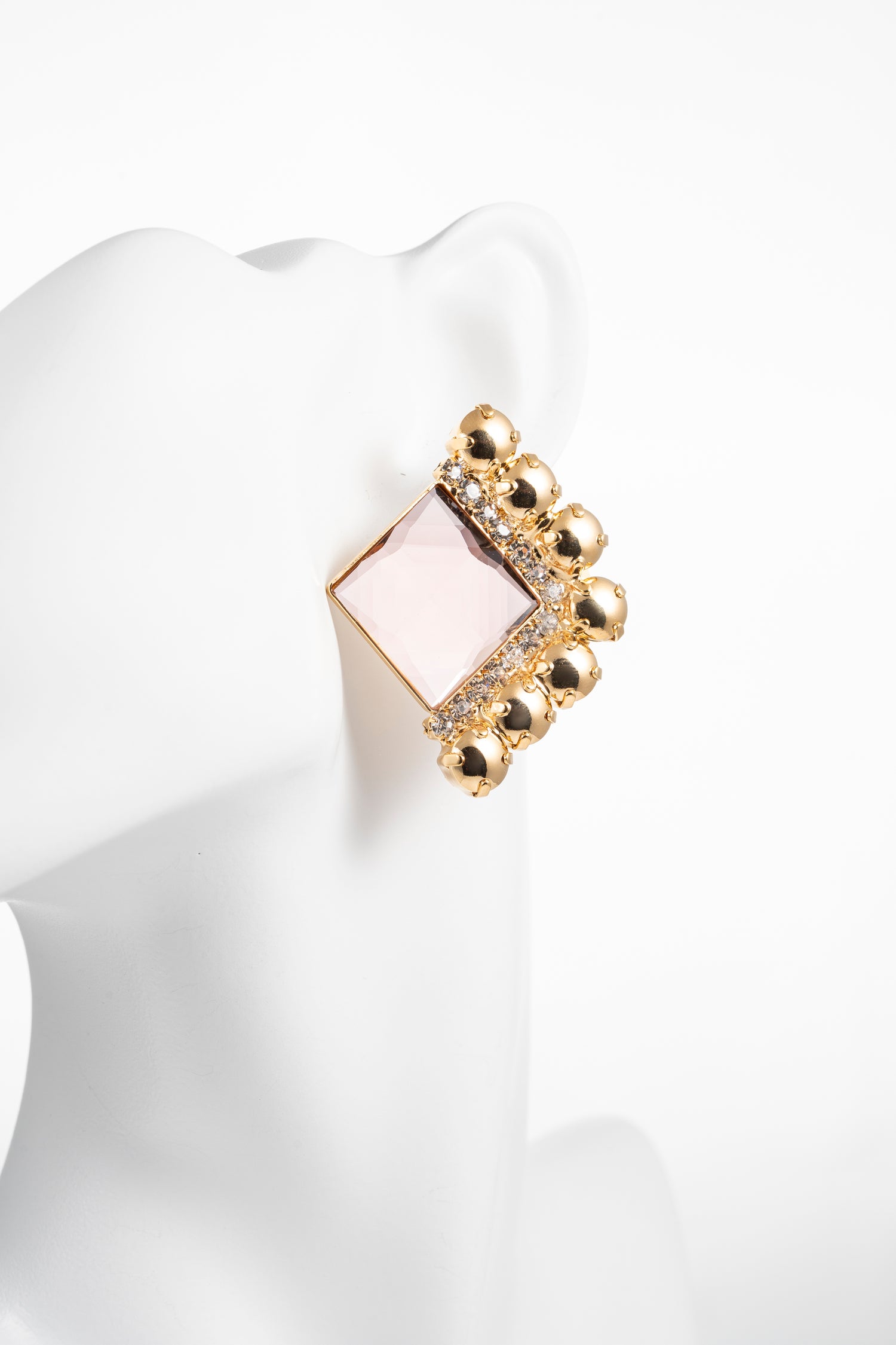Orecchini Con Cristalli Champagne e Dettagli Dorati Velvet Glow