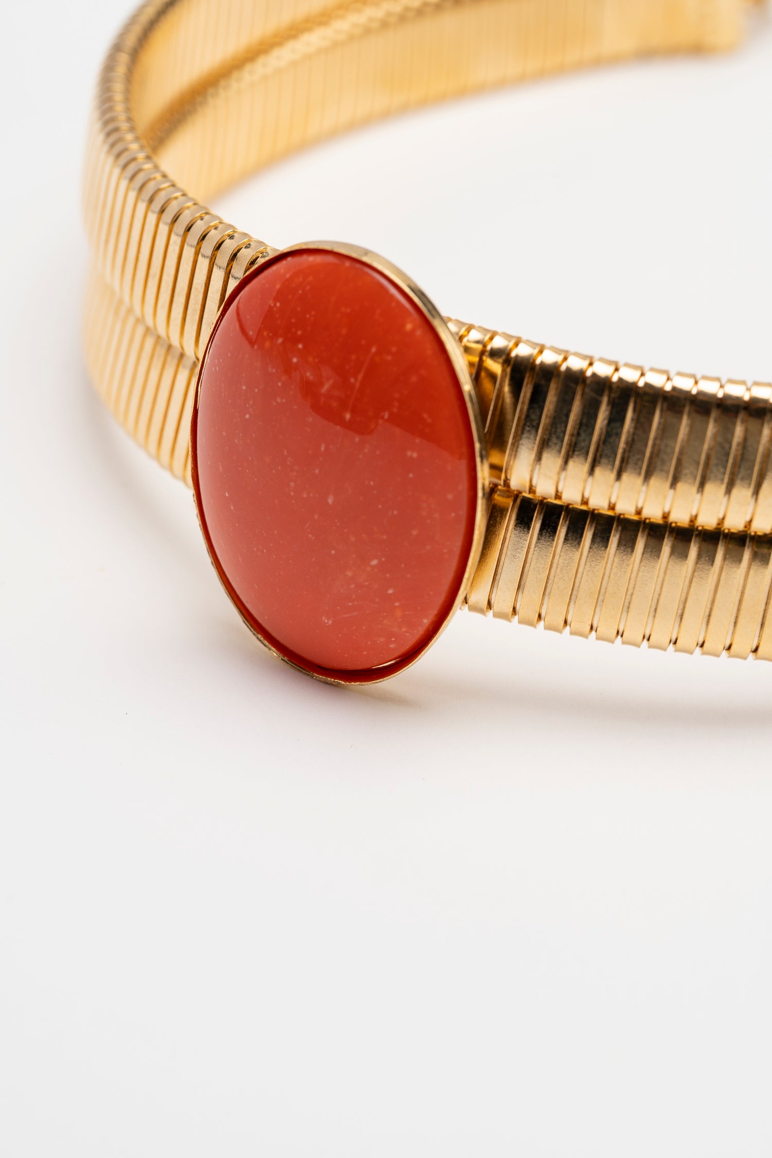 Collana Semi Rigida Tubo Gas Doppia con Ovale Cabochon