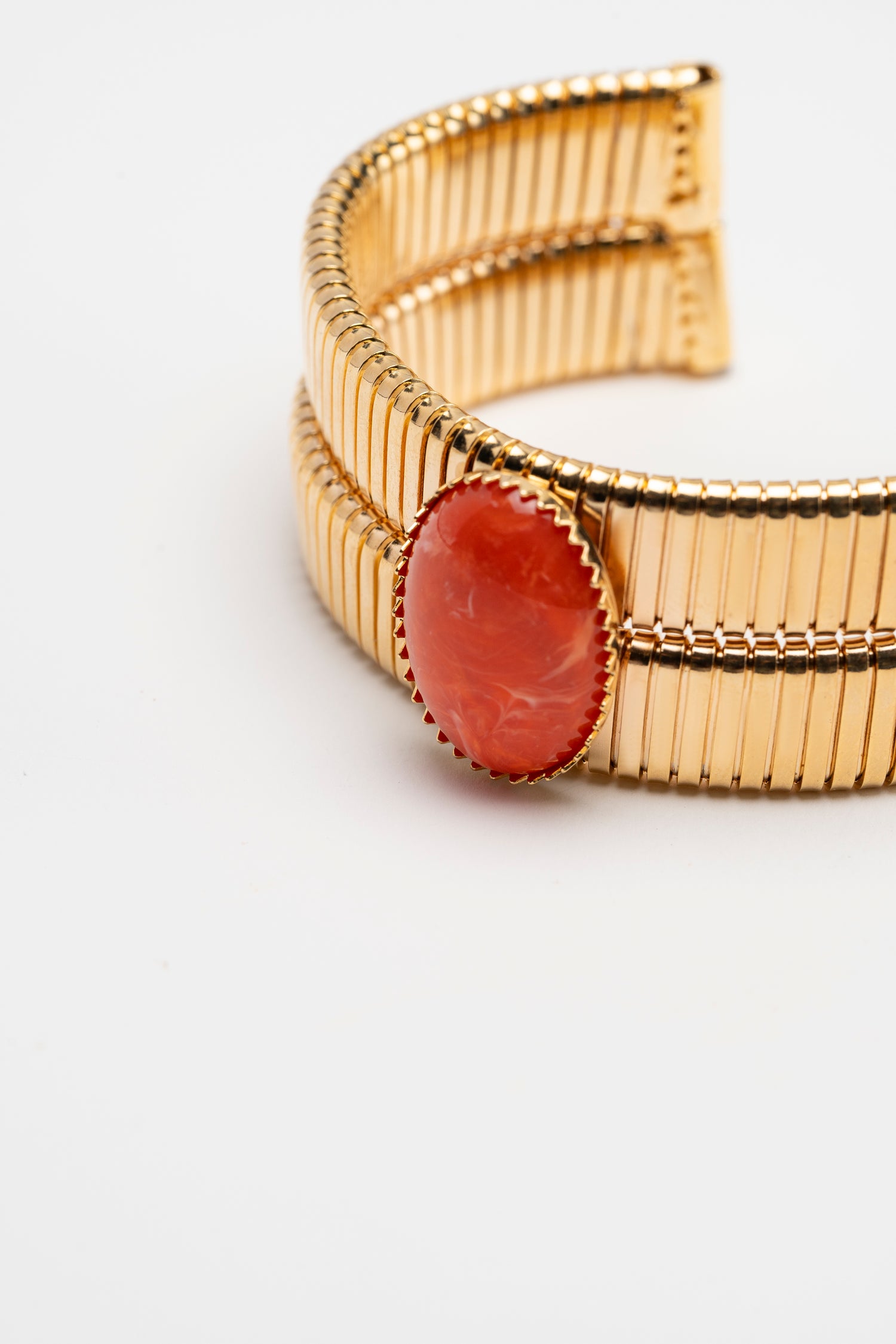Bracciale Semi Rigido Tubo Gas Doppia con Ovale Cabochon