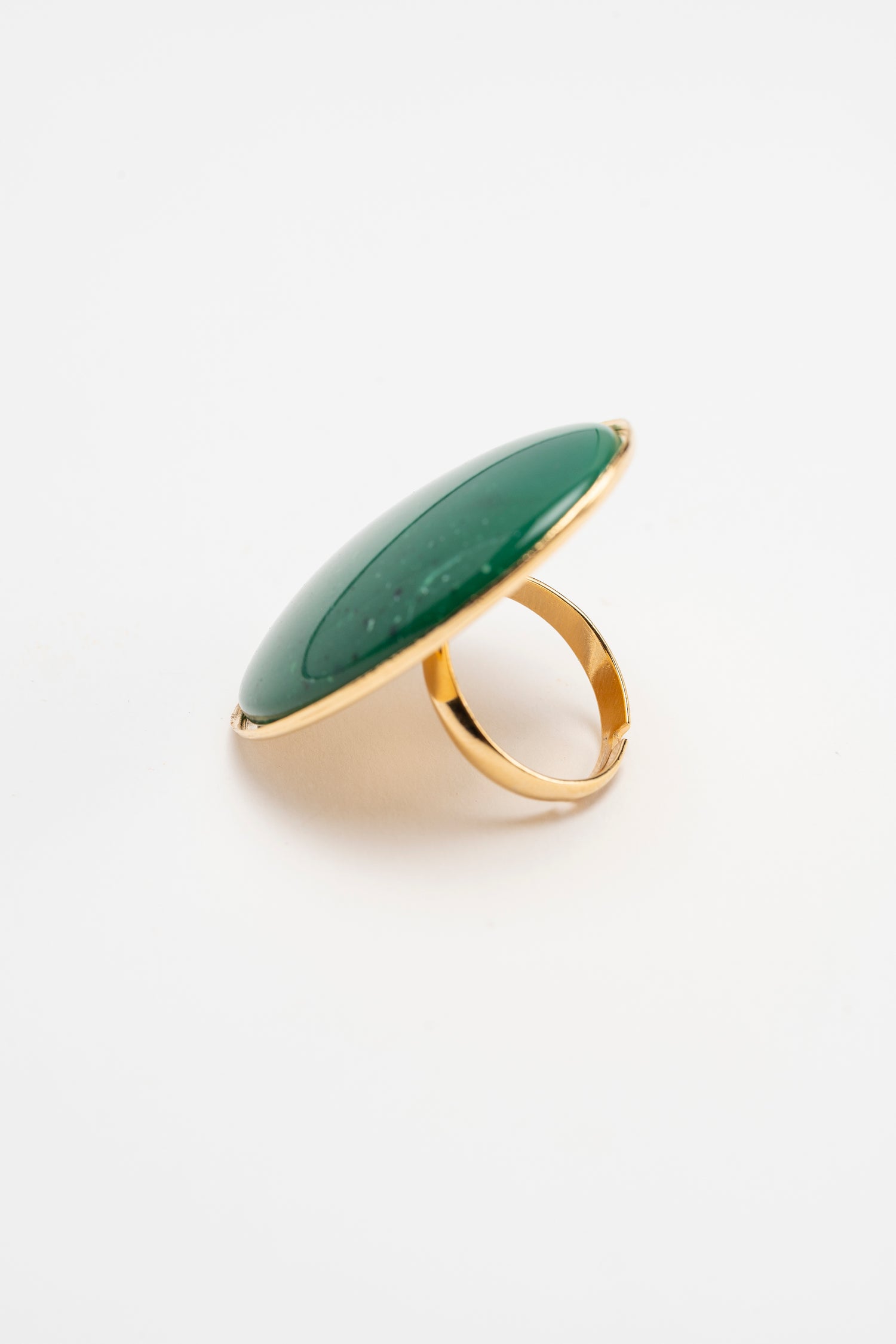 Anello Oversize Con Pietra Verde