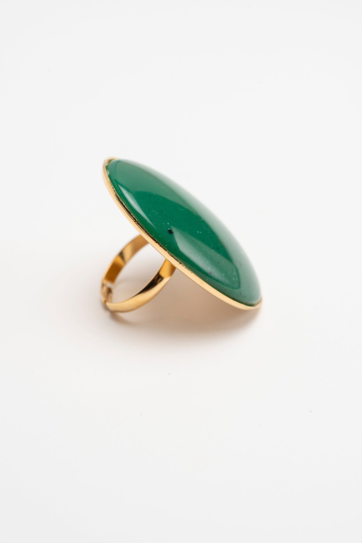 Anello Oversize Con Pietra Verde