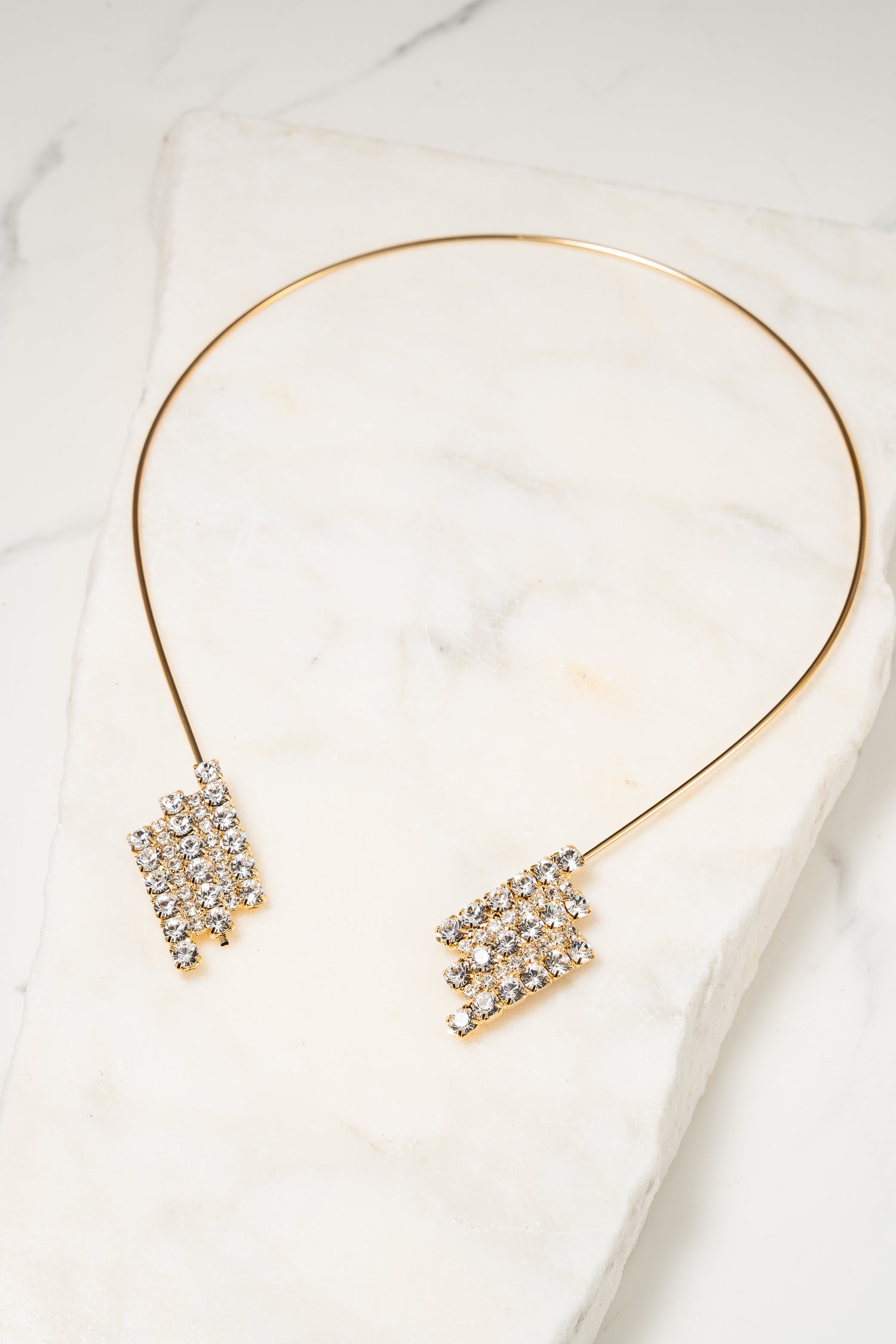 LUMINARA Collana Semi Rigida con Doppio Modulo di Cristalli