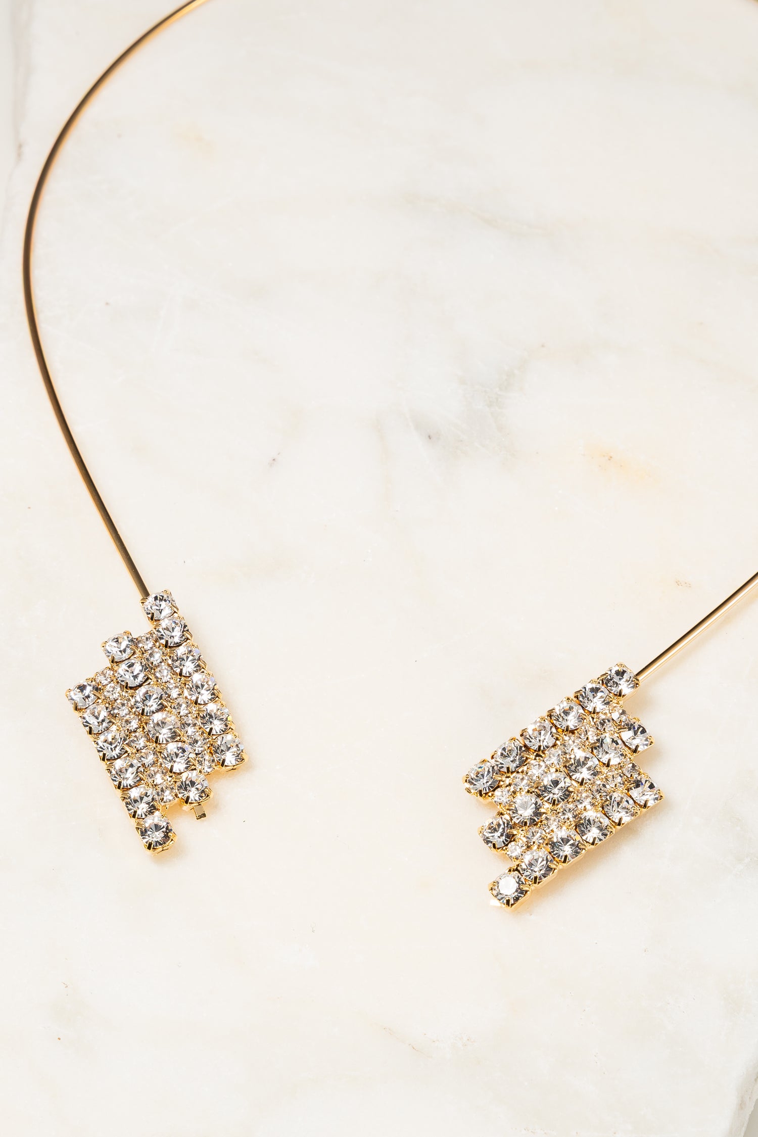 LUMINARA Collana Semi Rigida con Doppio Modulo di Cristalli