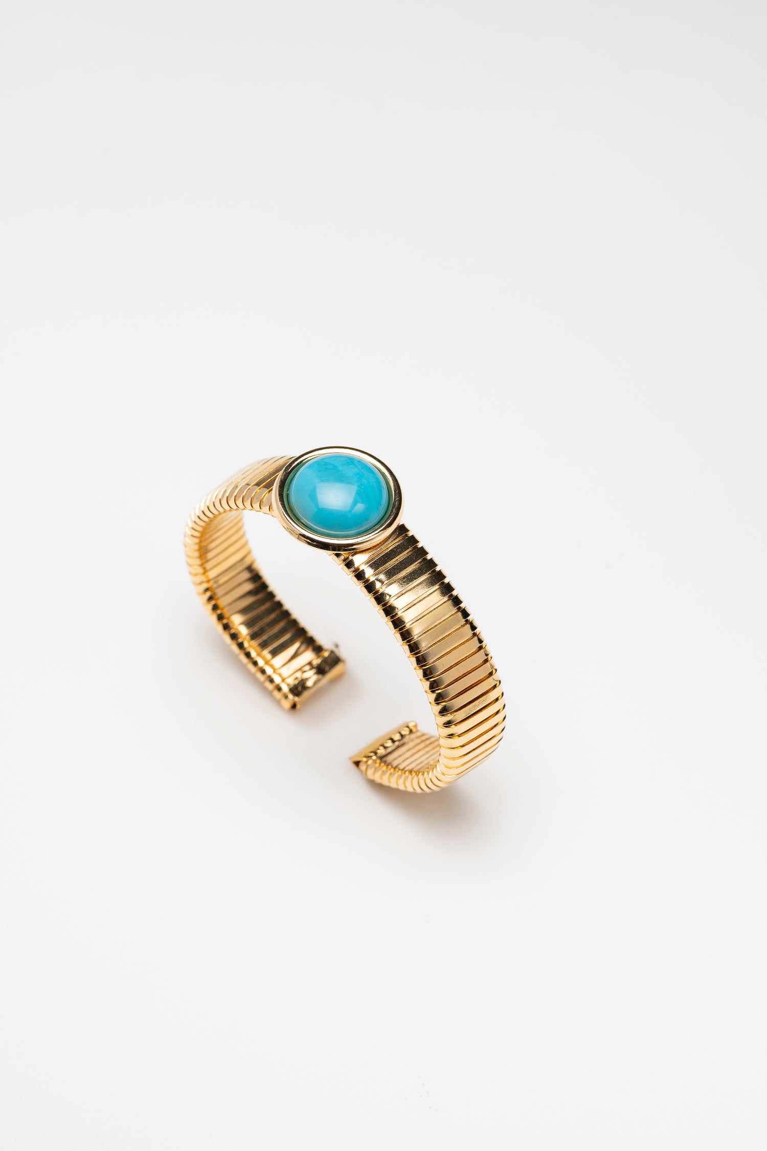 Bracciale Onda Turchese Semirigido Tubogas con Rivolo Cabochon