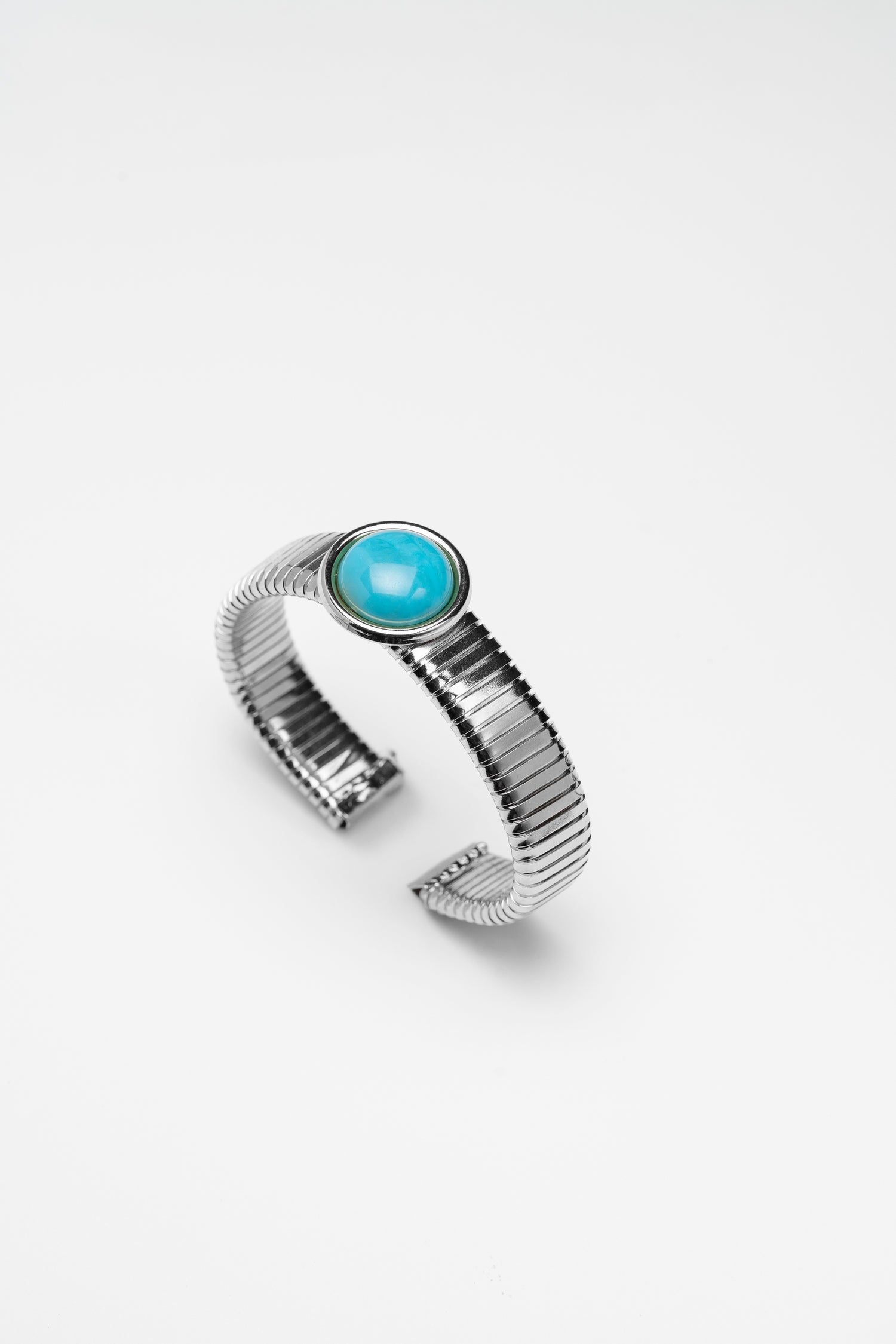 Bracciale Onda Turchese Semirigido Tubogas con Rivolo Cabochon