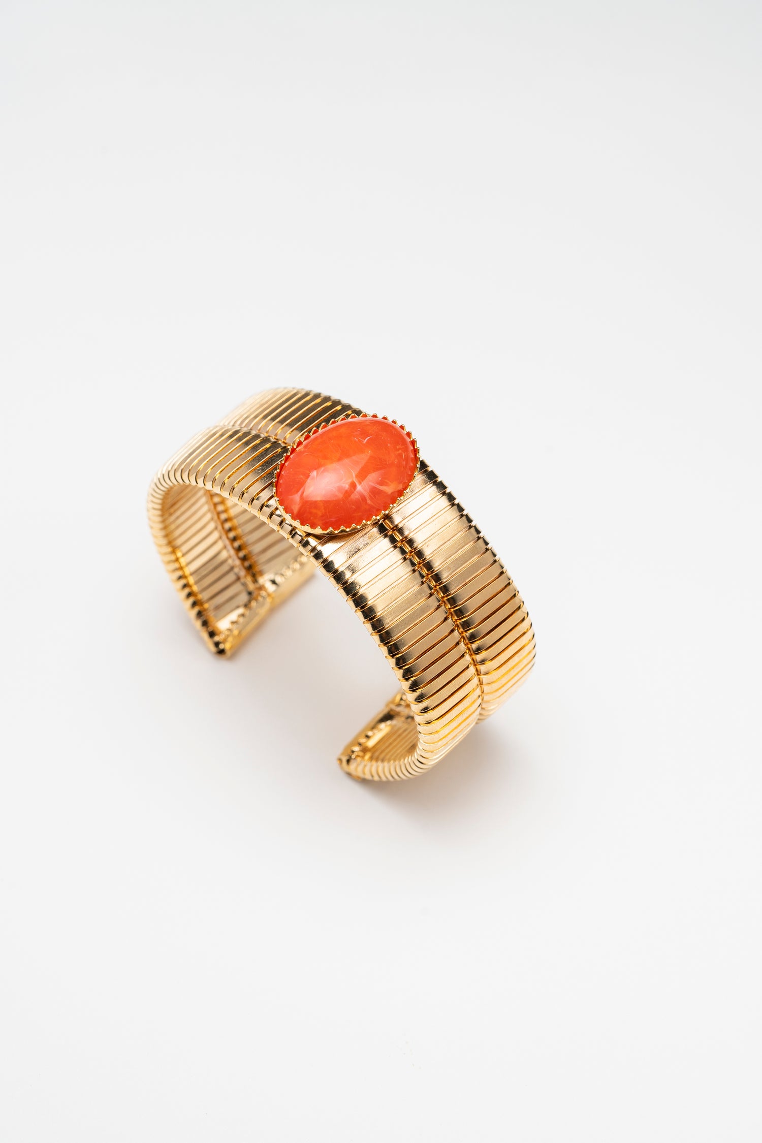Bracciale Semi Rigido Tubo Gas Doppia con Ovale Cabochon