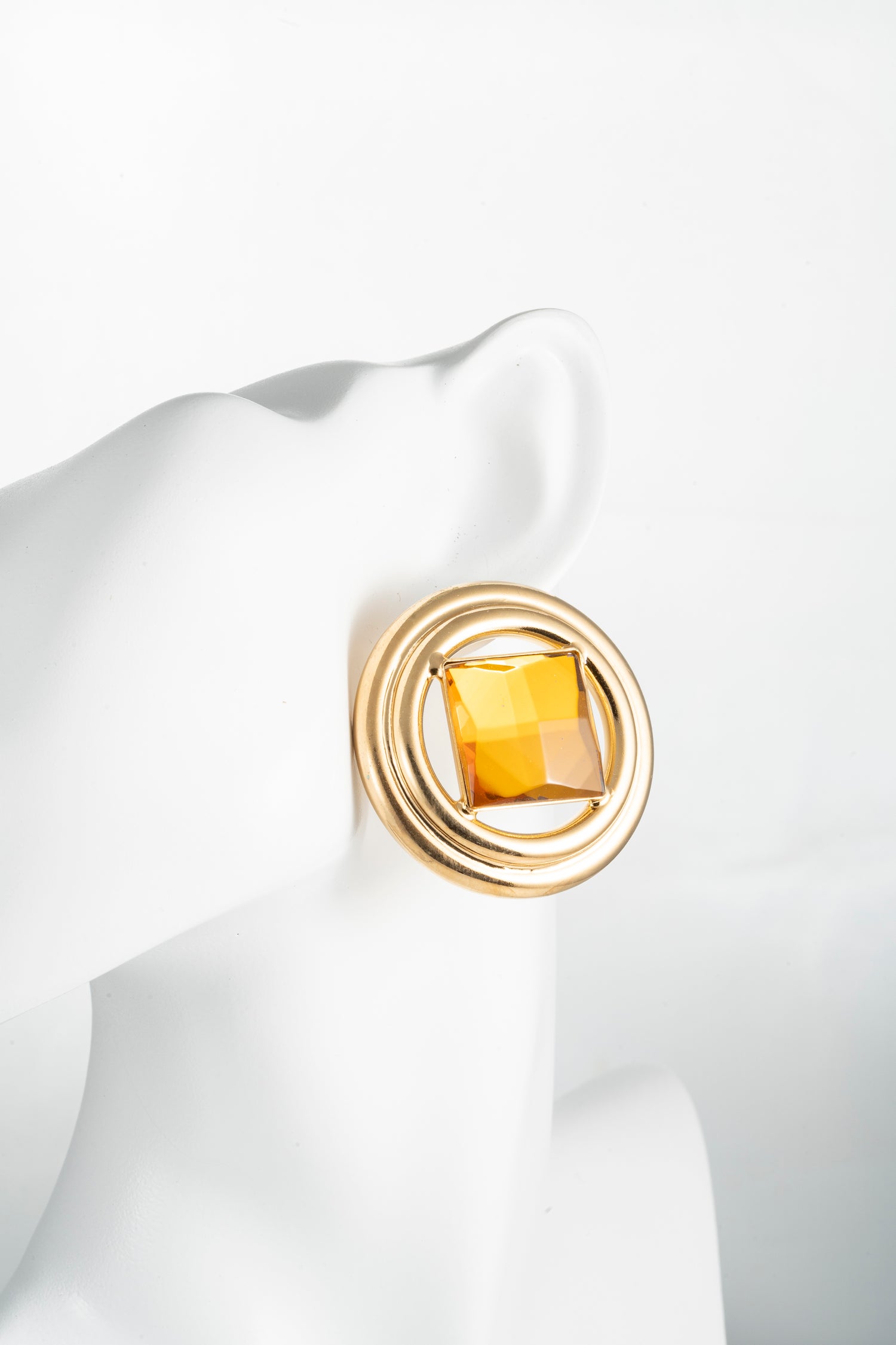 Orecchini Geometrici con Pietra Topaz Golden Orbit
