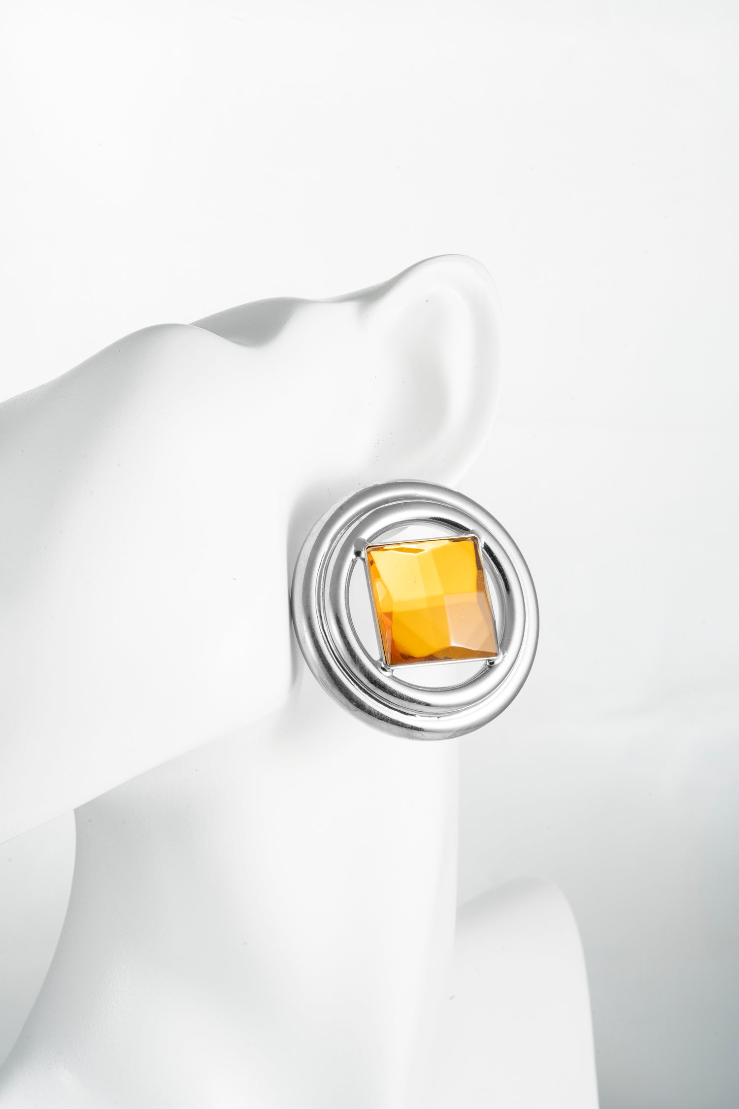 Orecchini Geometrici con Pietra Topaz Golden Orbit