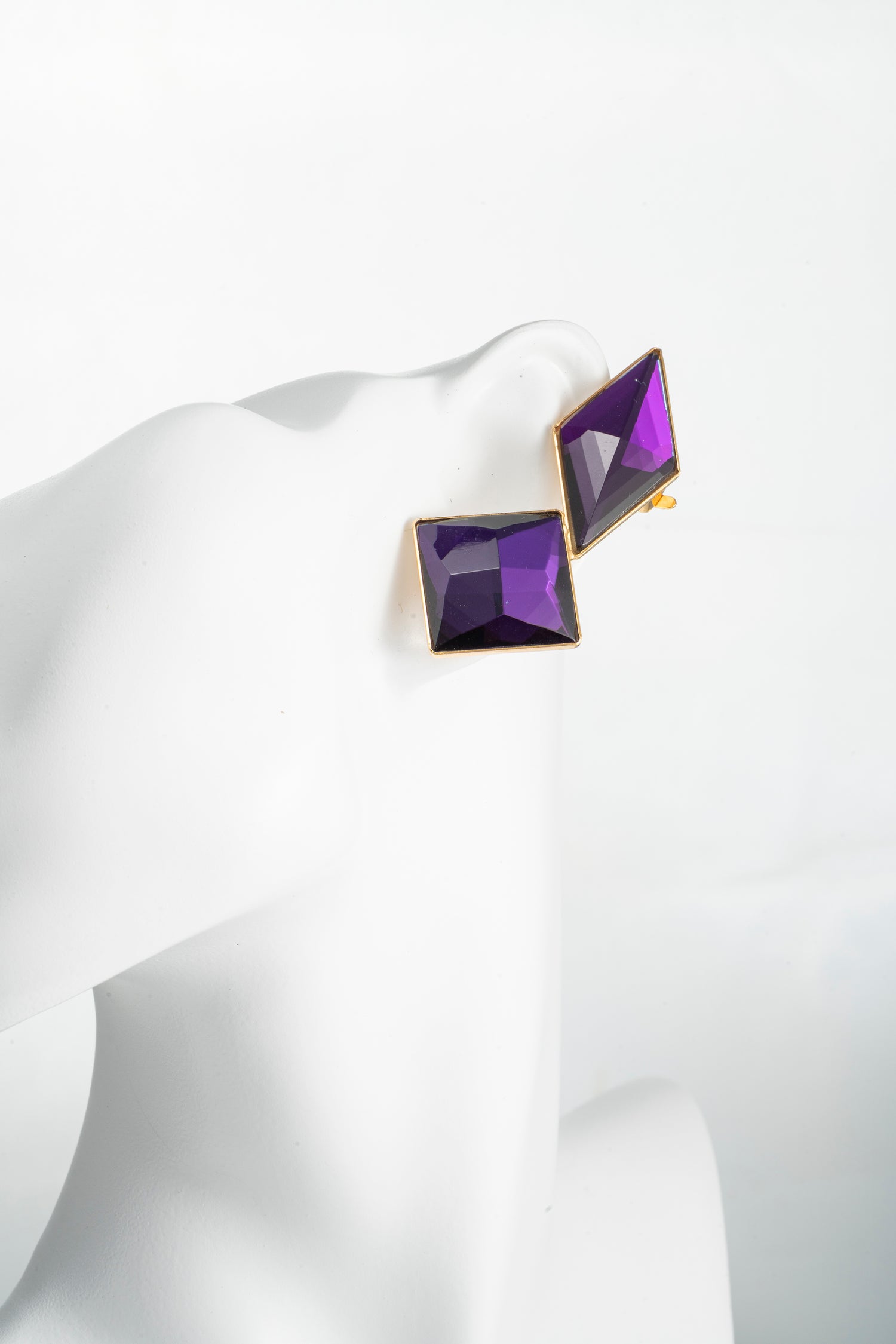 Orecchini Ear Cuff Geometrico Viola Amethyst Edge