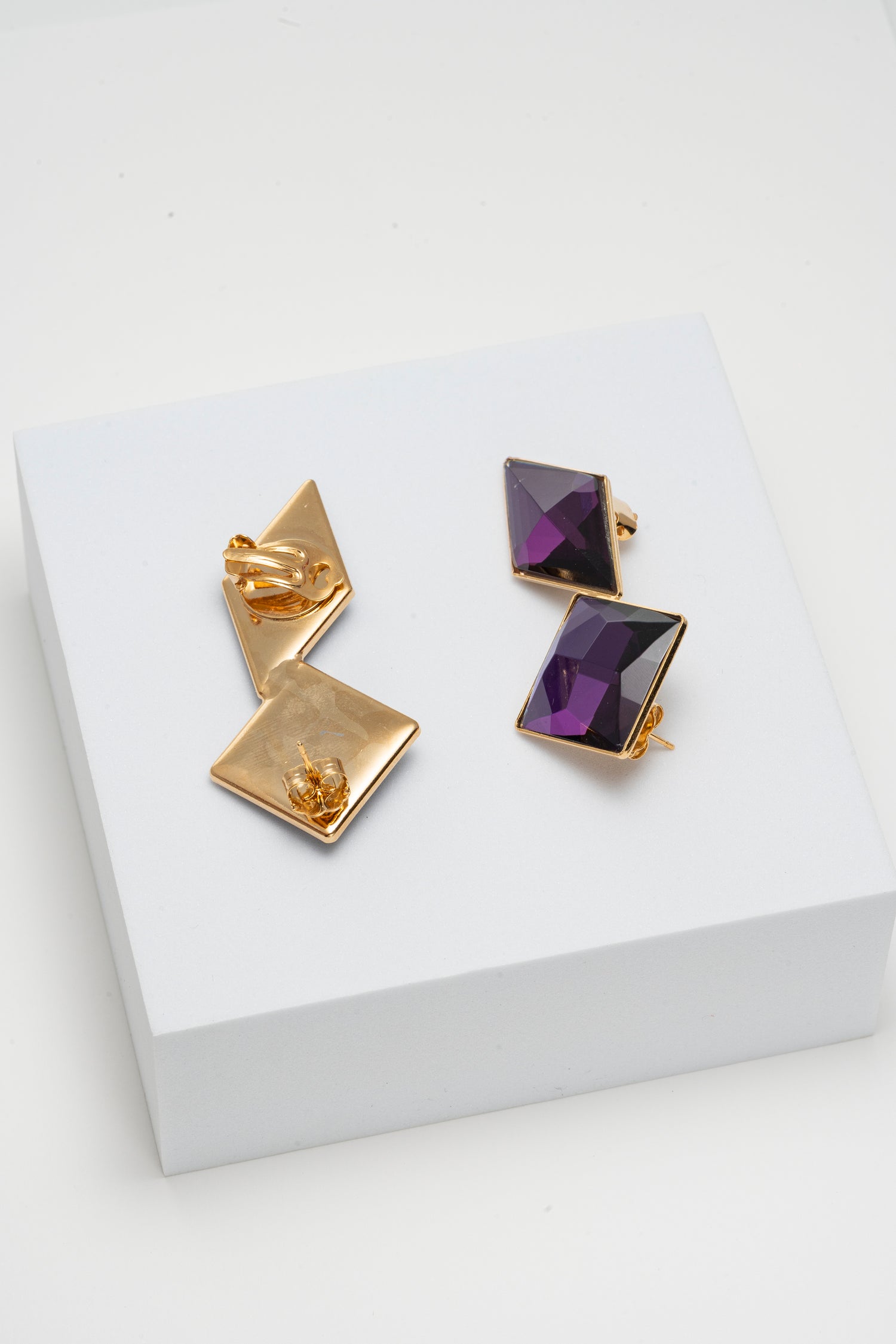 Orecchini Ear Cuff Geometrico Viola Amethyst Edge
