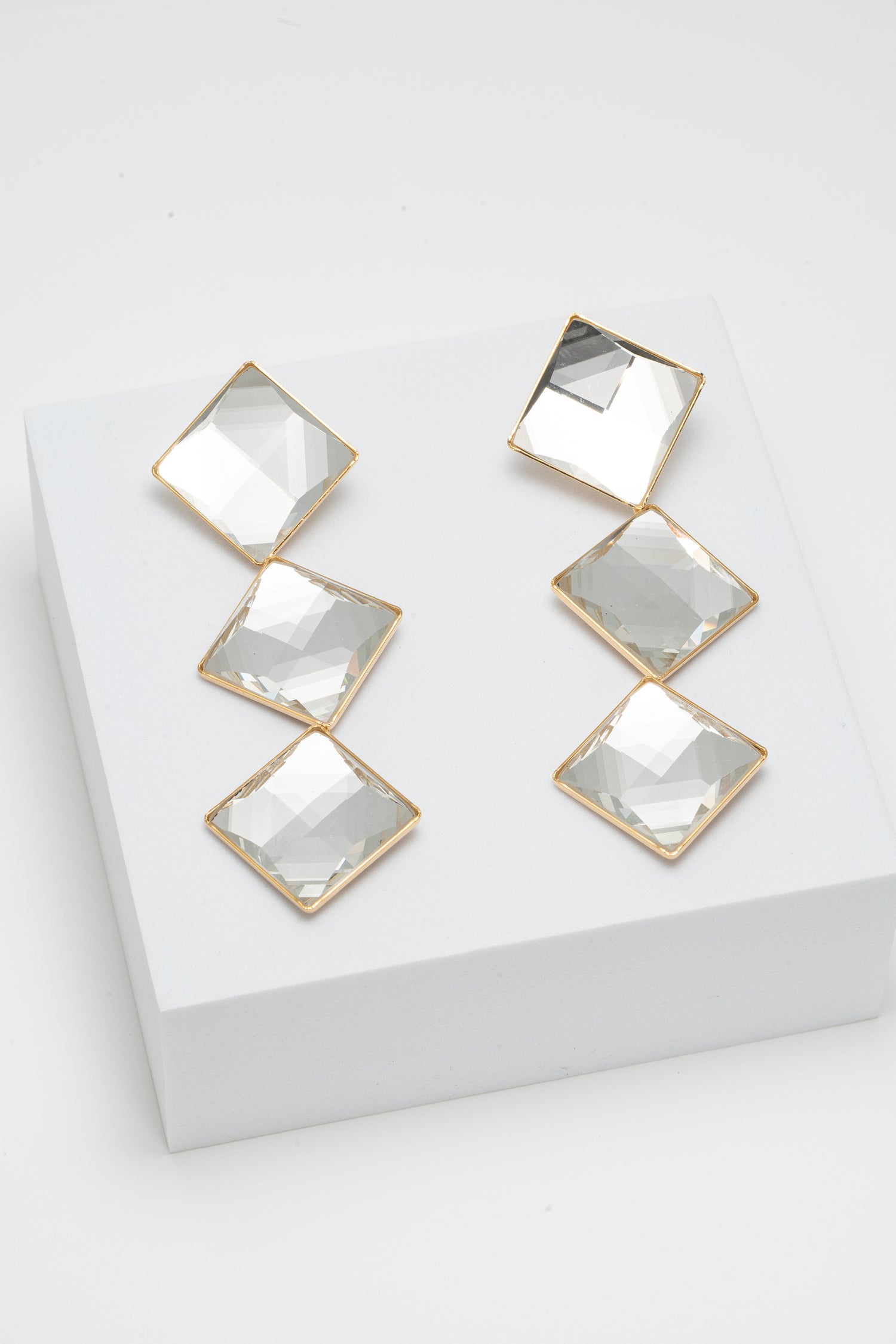 Orecchini Geometrici Trasparenti Frozen Steps