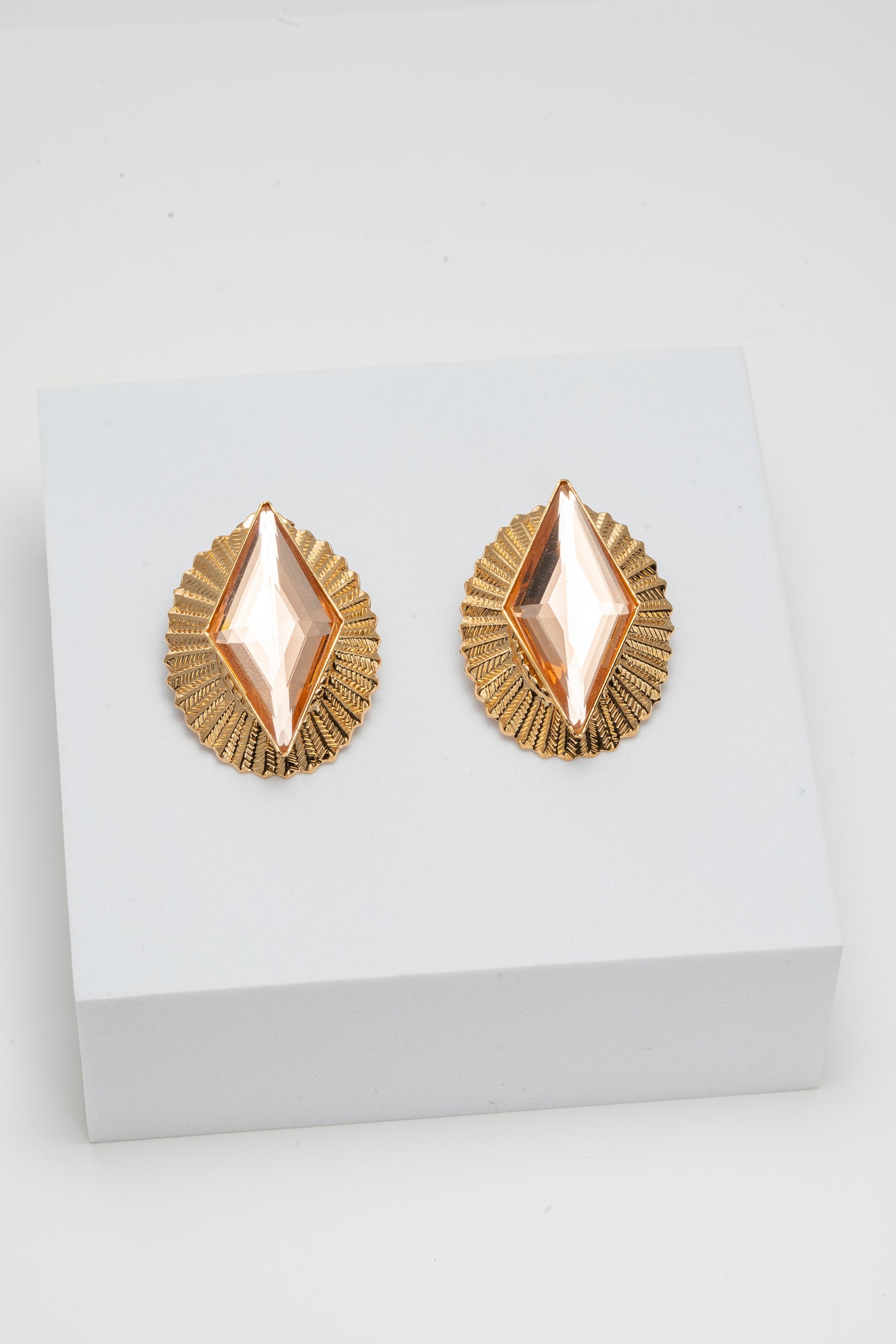 Orecchini Placcati Oro con Cristallo Light Peach Stellar Flame