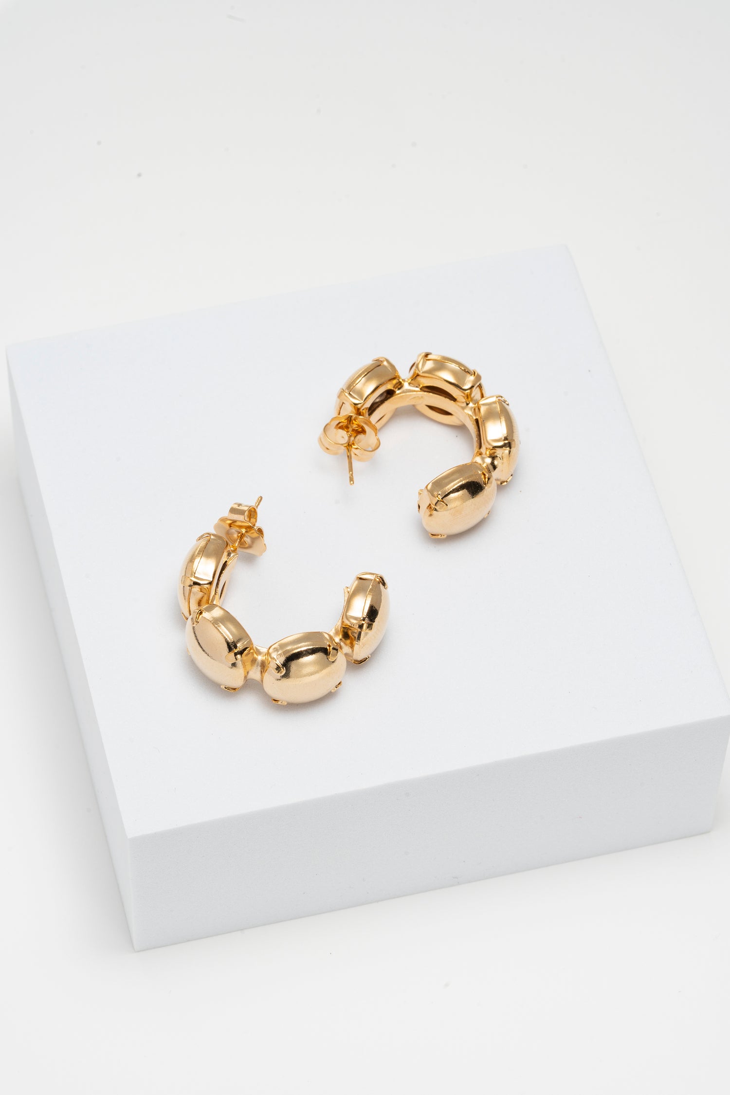 Orecchini a Cerchio Modulari in Oro Lucido Golden Link Hoops