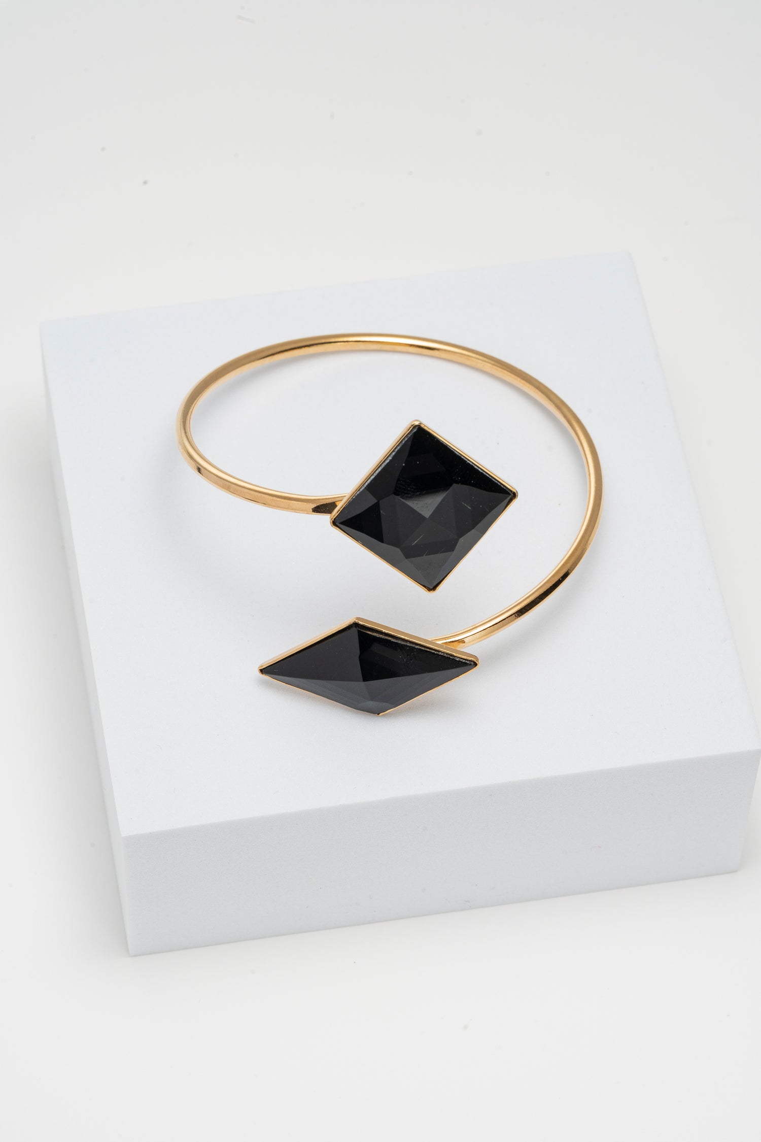 Bracciale Aperto con Doppio Cristallo Nero Noir Orbit